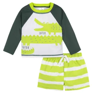 2-Piece Baby Boys UPF 50  Later Gator Rash Guard & Swim Trunks Set Gerber Childrenswea