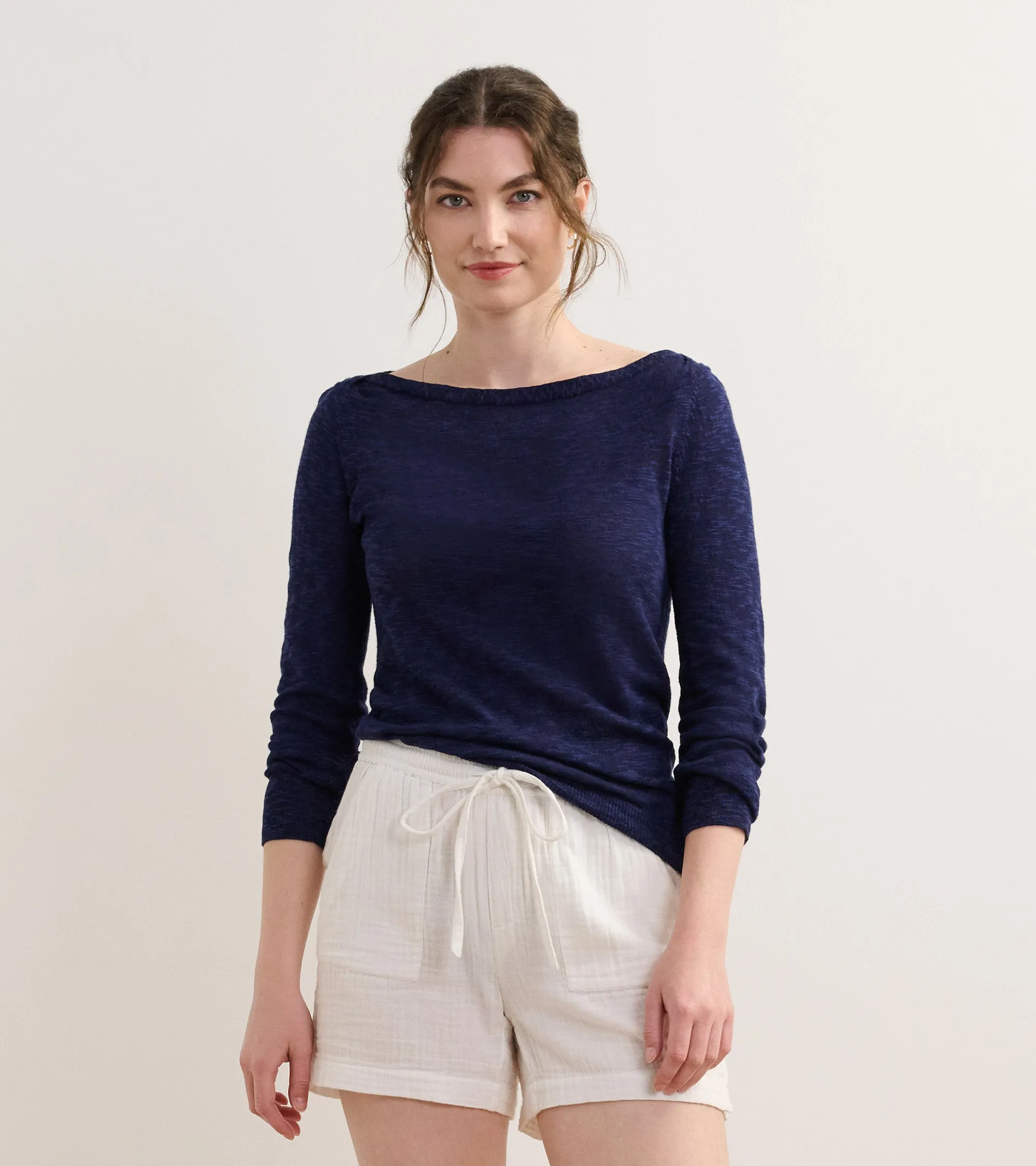 3/4 Sleeve Knit Breton - Navy -Hatley