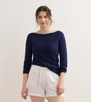 3/4 Sleeve Knit Breton - Navy -Hatley