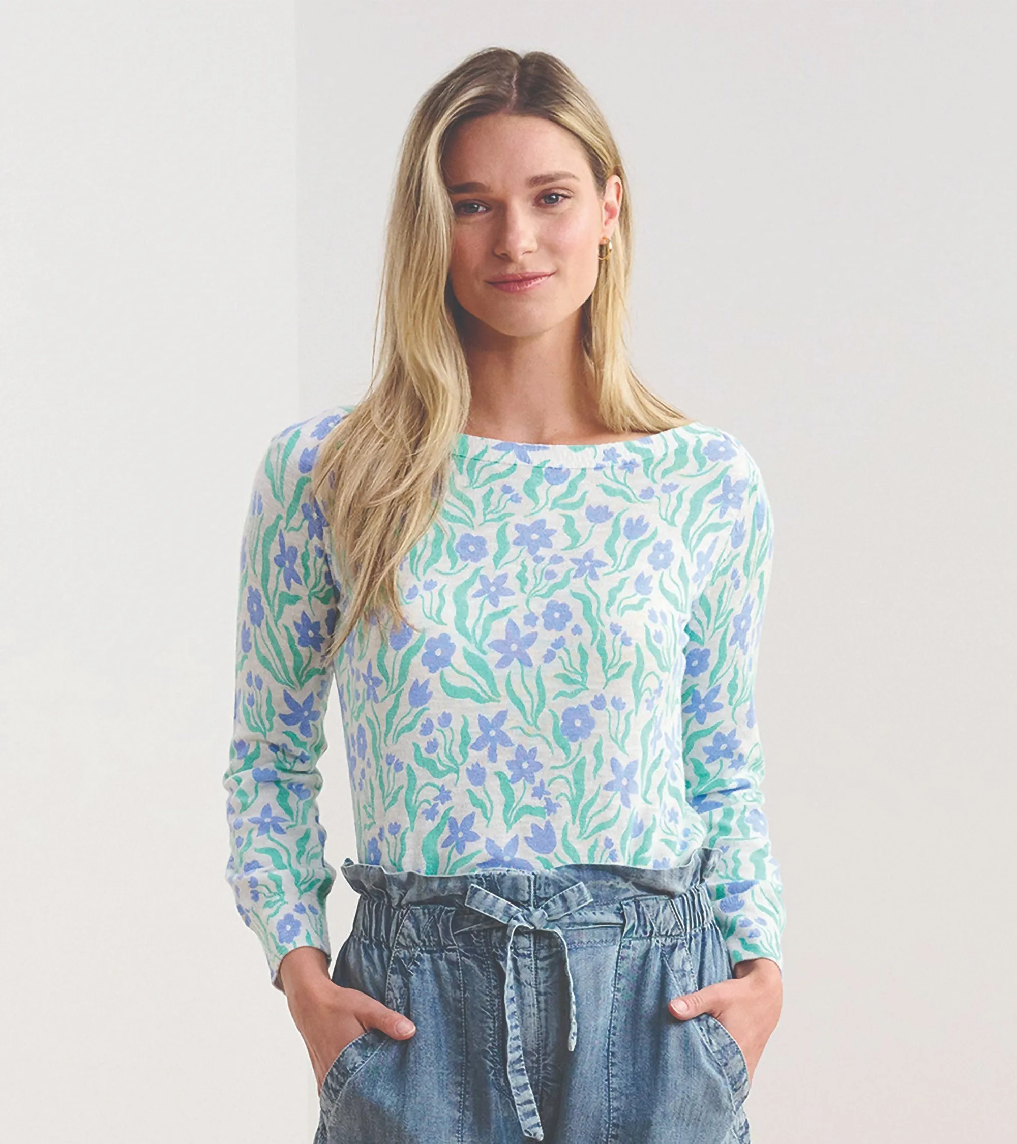 3/4 Sleeve Knit Breton - Painted Flowers -Hatley