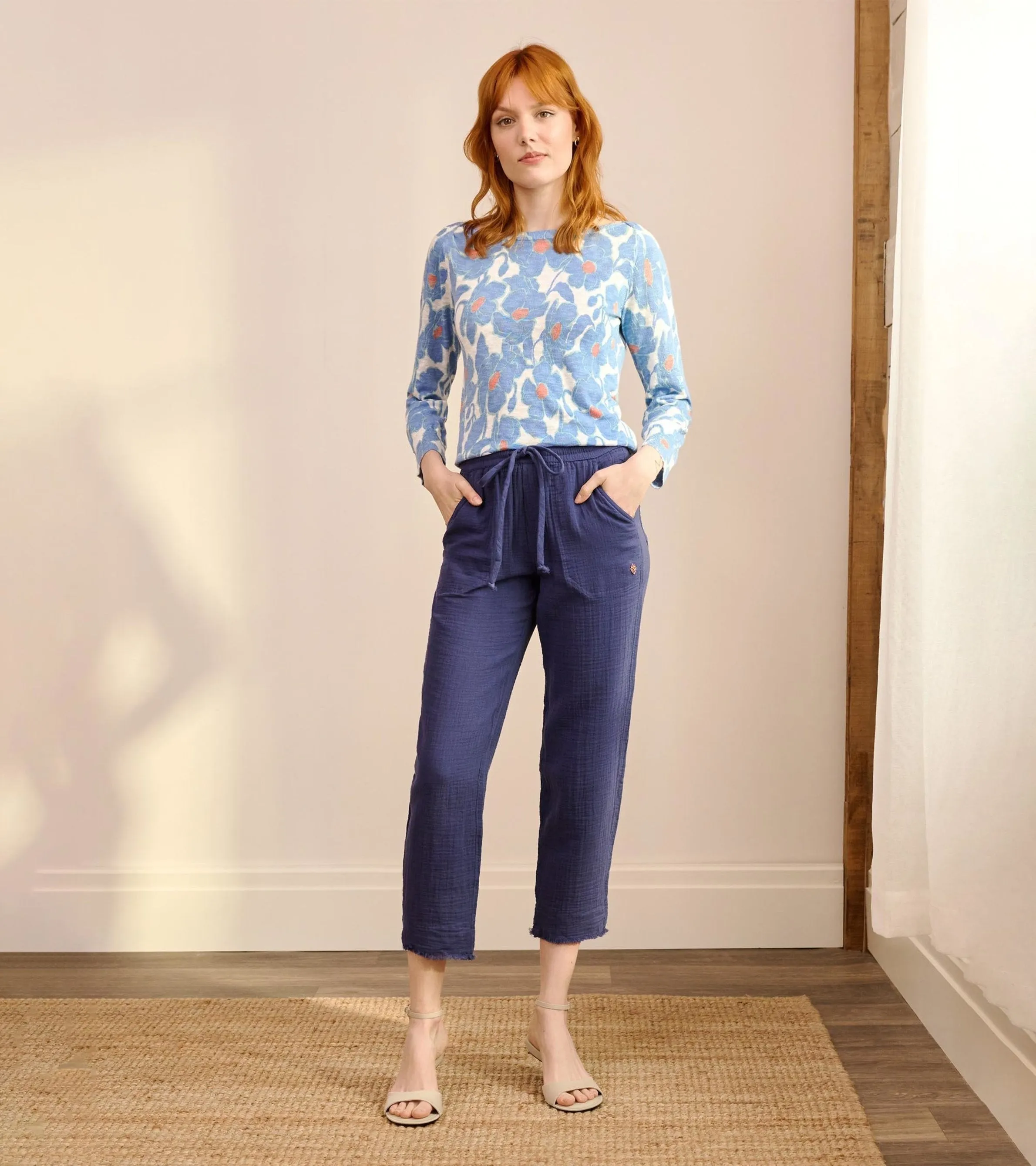 3/4 Sleeve Knit Breton - Textured Poppies -Hatley