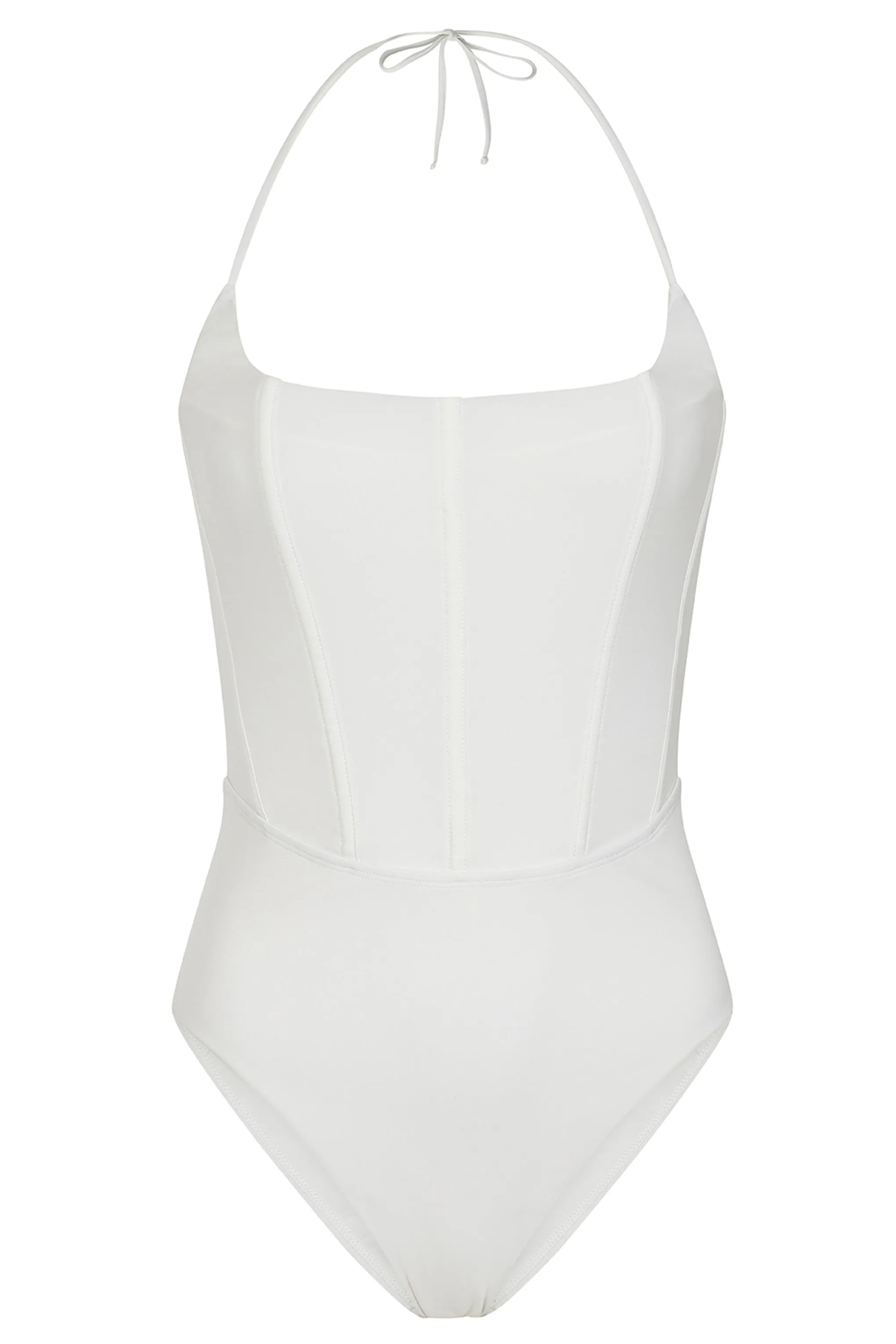 After Sun | White Corset Halter Swimsuit Club L London