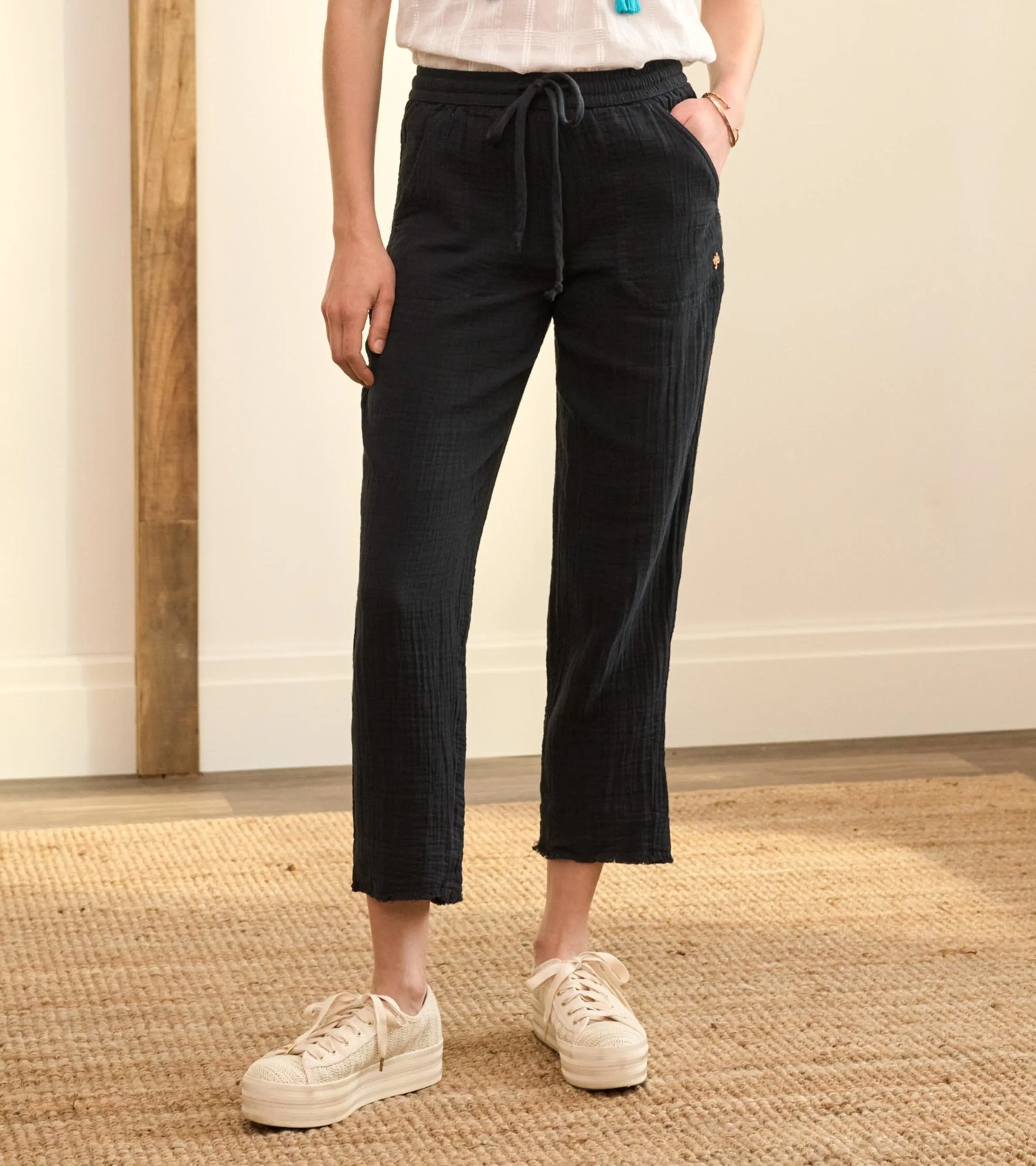 Ally Bonded Gauze Joggers - Black -Hatley