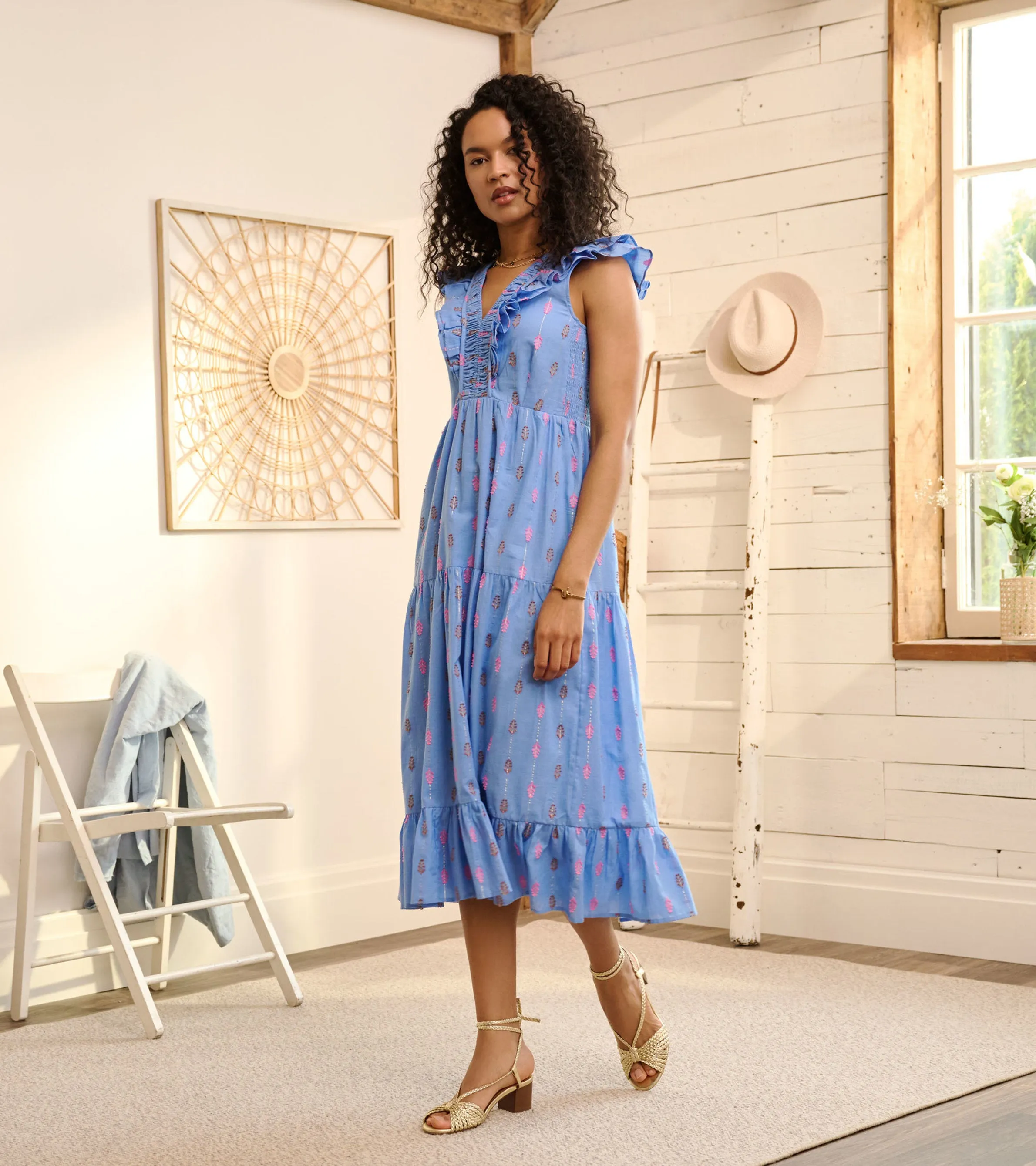 Aria Midi Dress - Rainbow Feather Dobby -Hatley