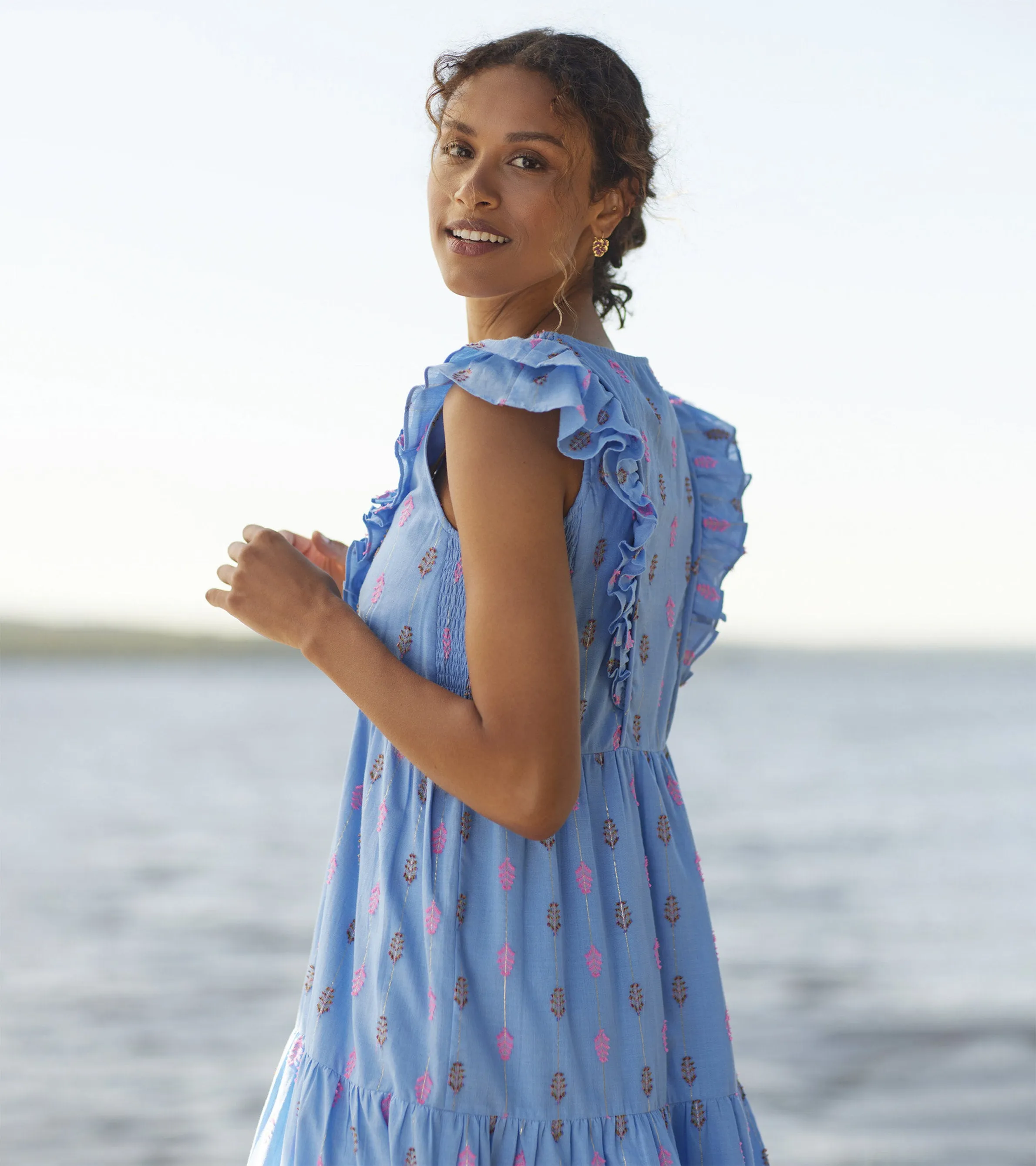 Aria Midi Dress - Rainbow Feather Dobby -Hatley