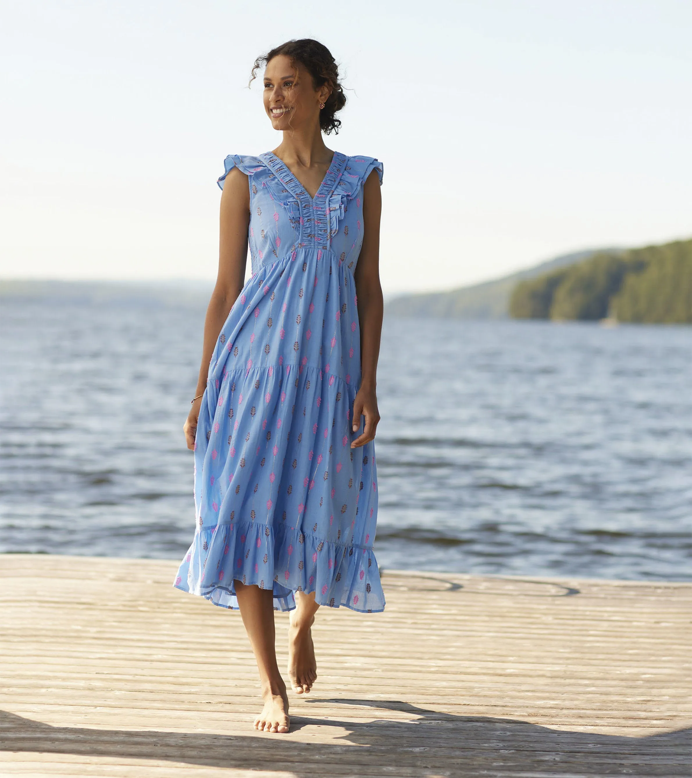 Aria Midi Dress - Rainbow Feather Dobby -Hatley