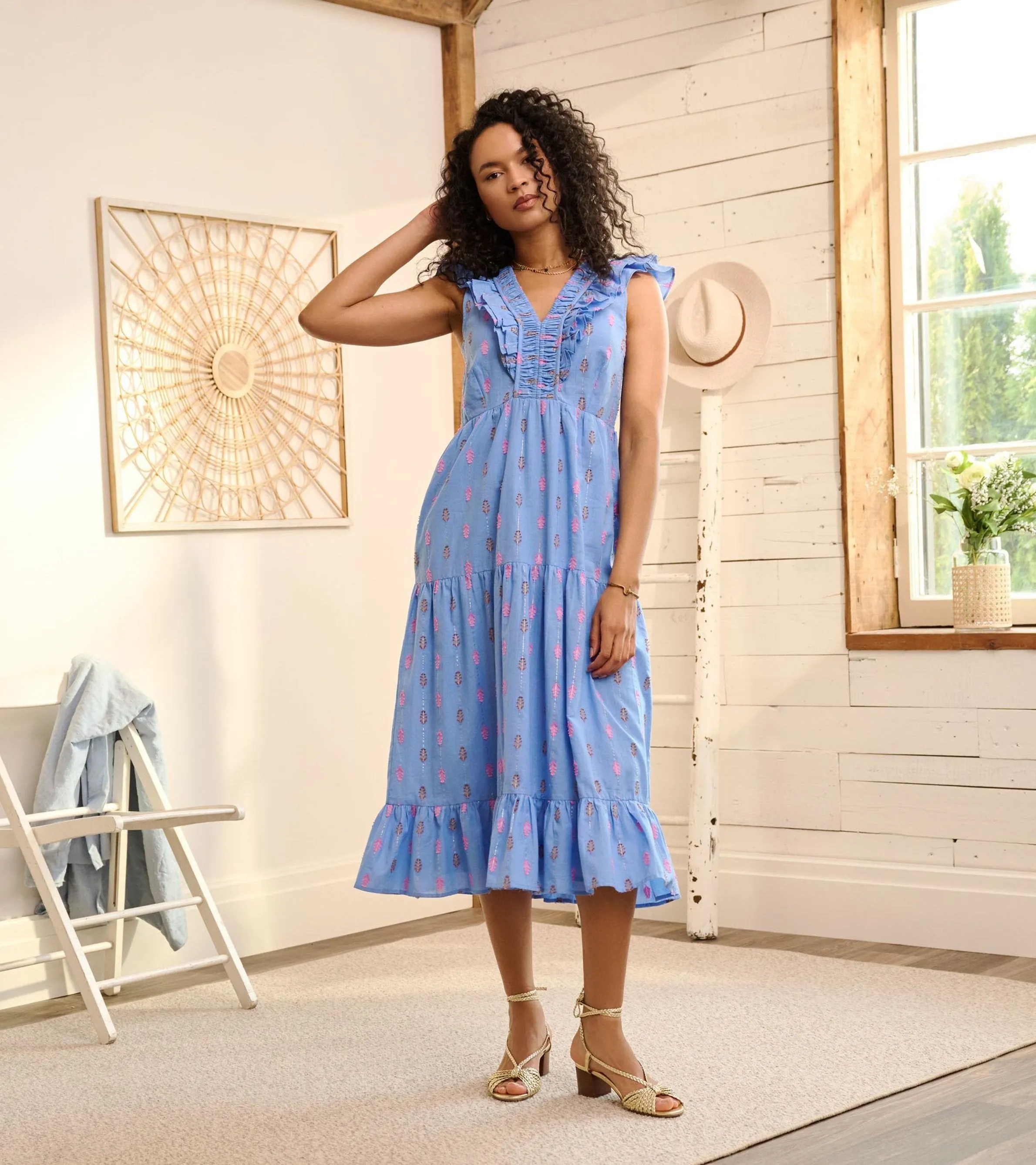 Aria Midi Dress - Rainbow Feather Dobby -Hatley
