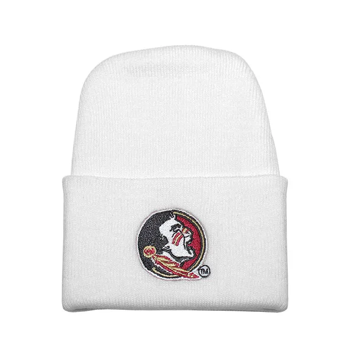 Atlanta Hosiery Seminole Logo Newborn Knit Cap - White