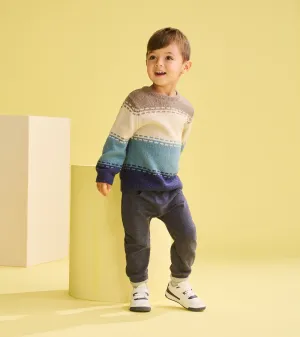 Baby & Toddler Boys Blue Combo Crew Neck Knit Sweater -Hatley