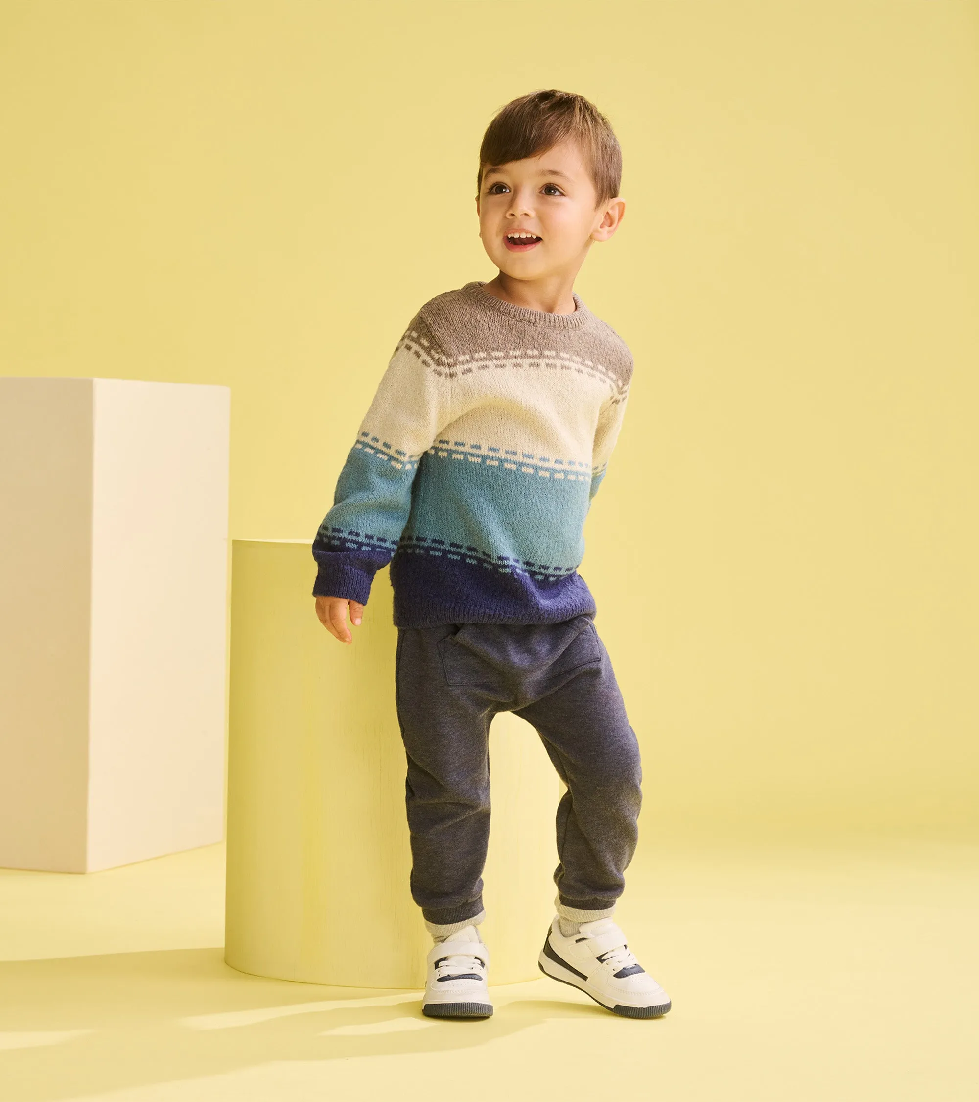 Baby & Toddler Boys Blue Combo Crew Neck Knit Sweater -Hatley