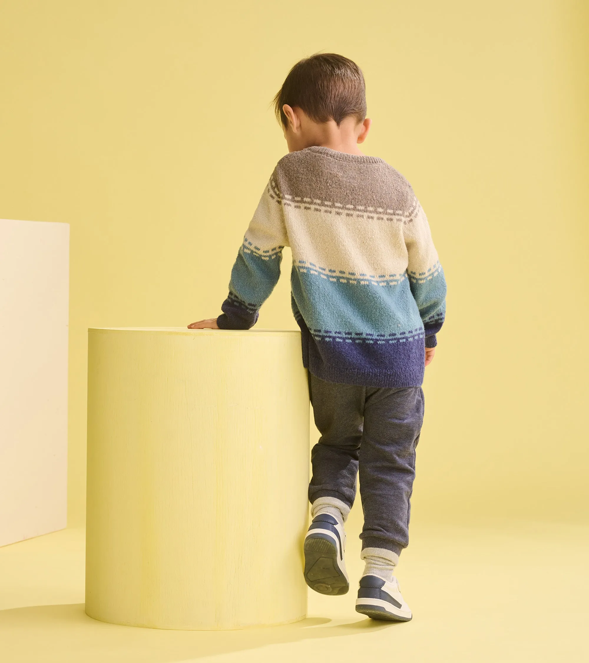 Baby & Toddler Boys Blue Combo Crew Neck Knit Sweater -Hatley
