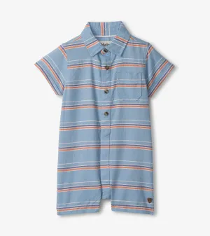 Baby & Toddler Boys Striped Blue Woven Romper -Hatley