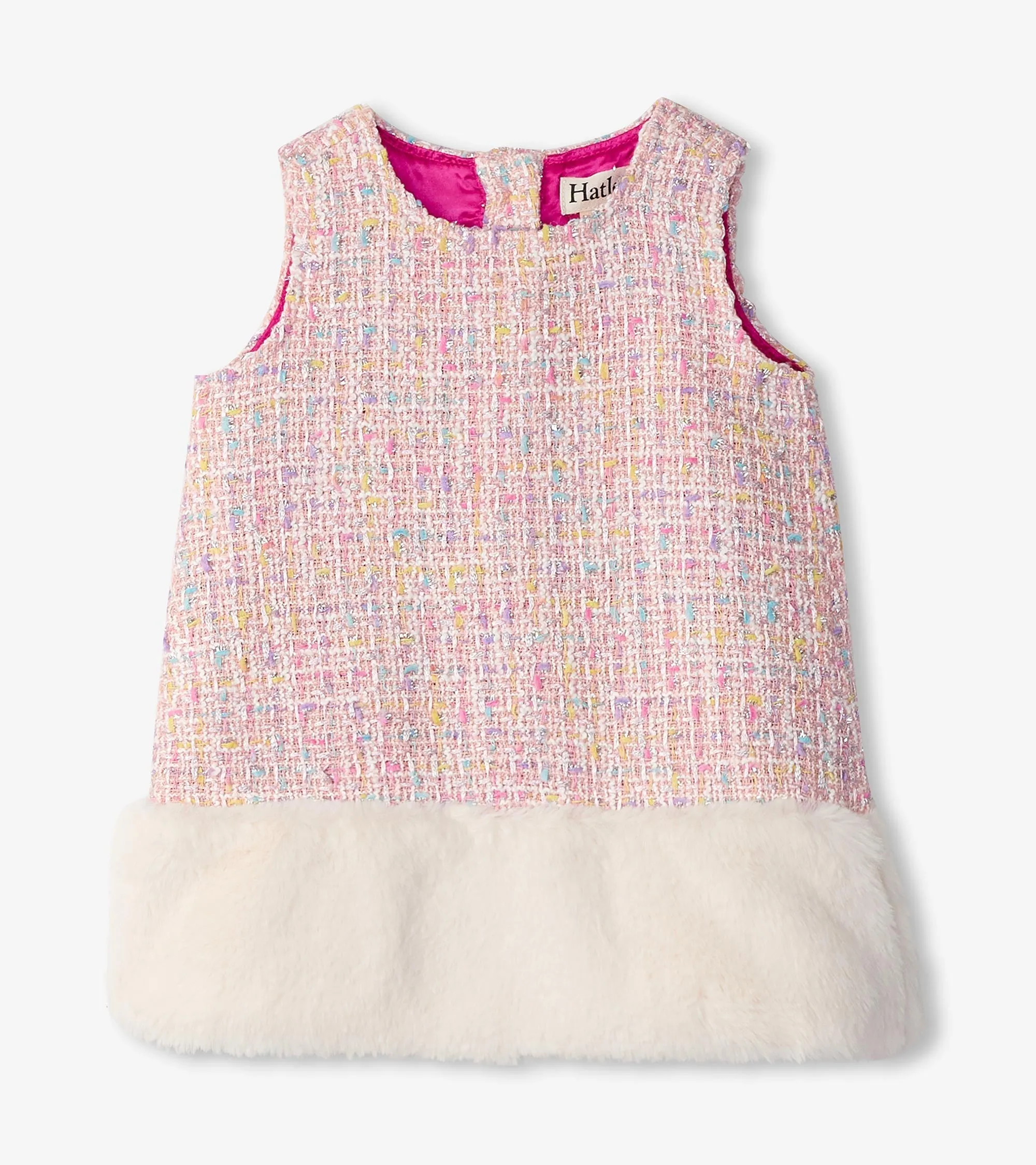 Baby & Toddler Girls Aurora Pink Tweed Faux Fur Trim Dress -Hatley