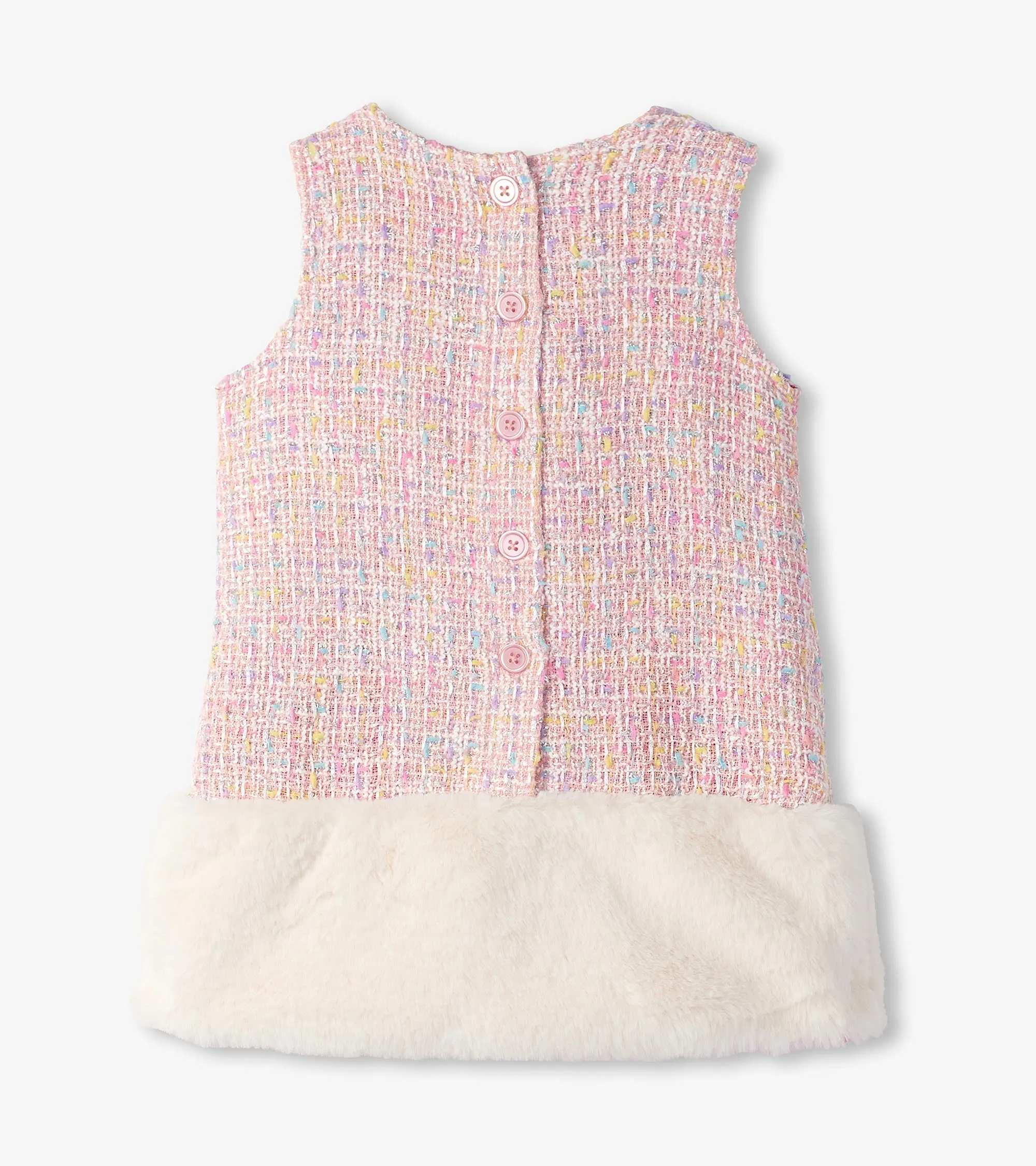 Baby & Toddler Girls Aurora Pink Tweed Faux Fur Trim Dress -Hatley