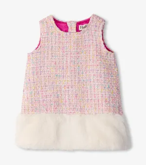Baby & Toddler Girls Aurora Pink Tweed Faux Fur Trim Dress -Hatley