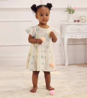 Baby & Toddler Girls Blue Feathers Woven Puff Dress -Hatley