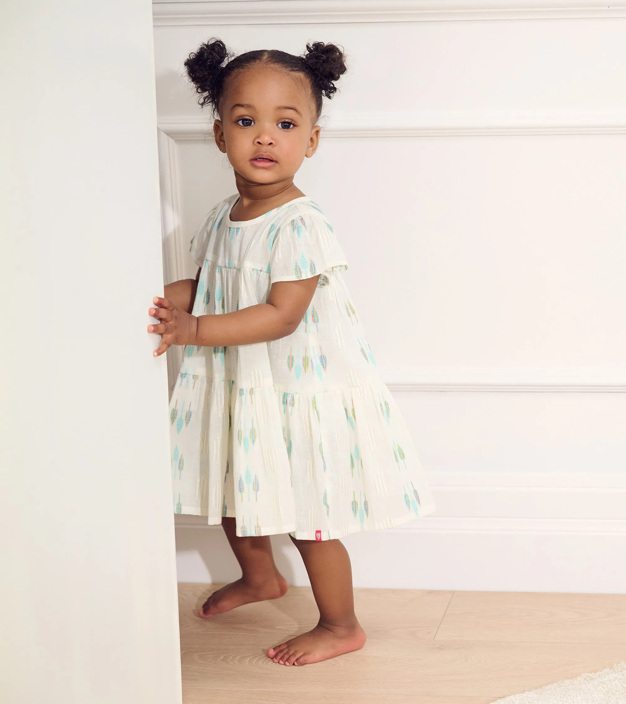 Baby & Toddler Girls Blue Feathers Woven Puff Dress -Hatley