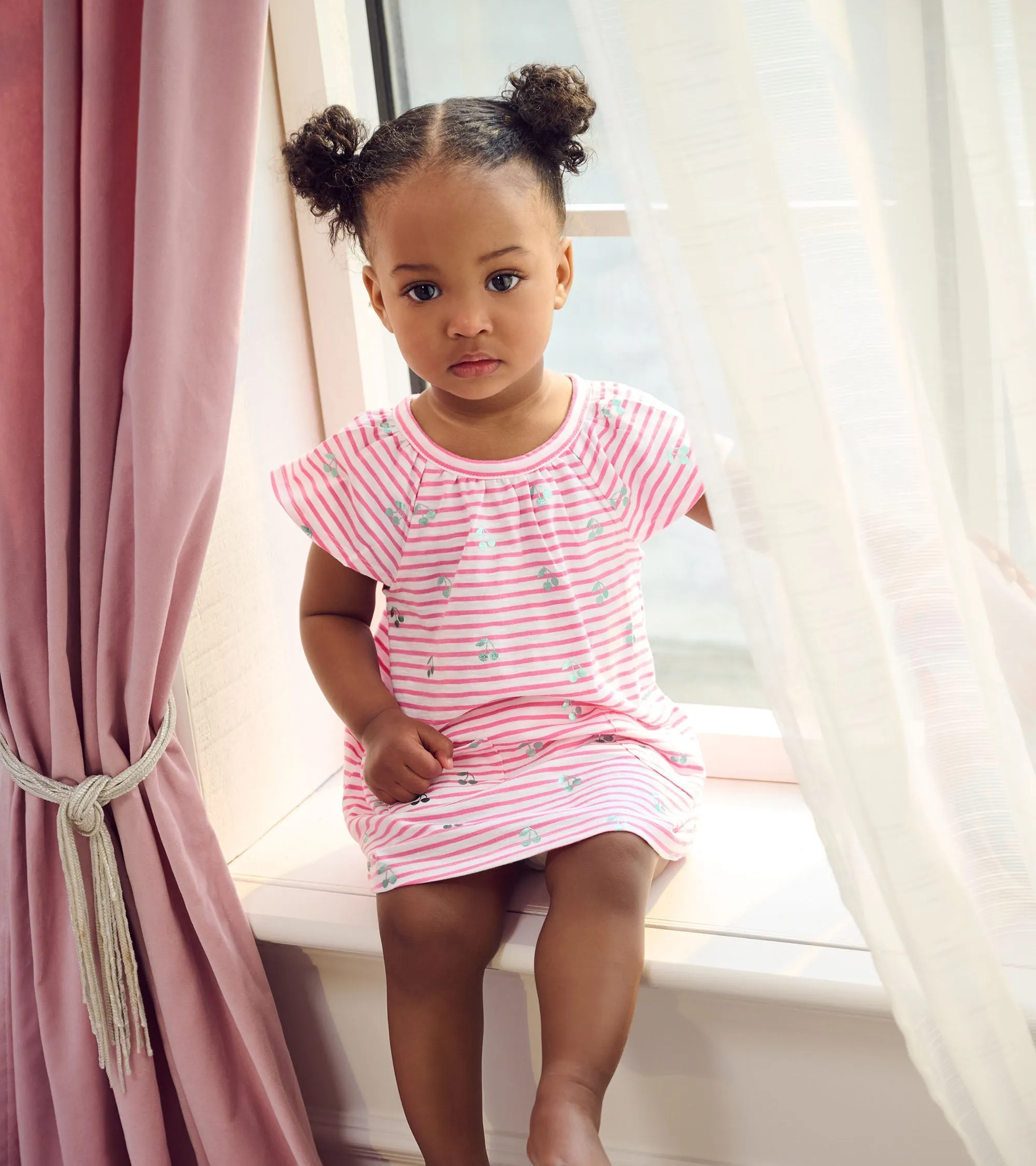 Baby & Toddler Girls Cherry Stripes Easy Raglan Dress -Hatley
