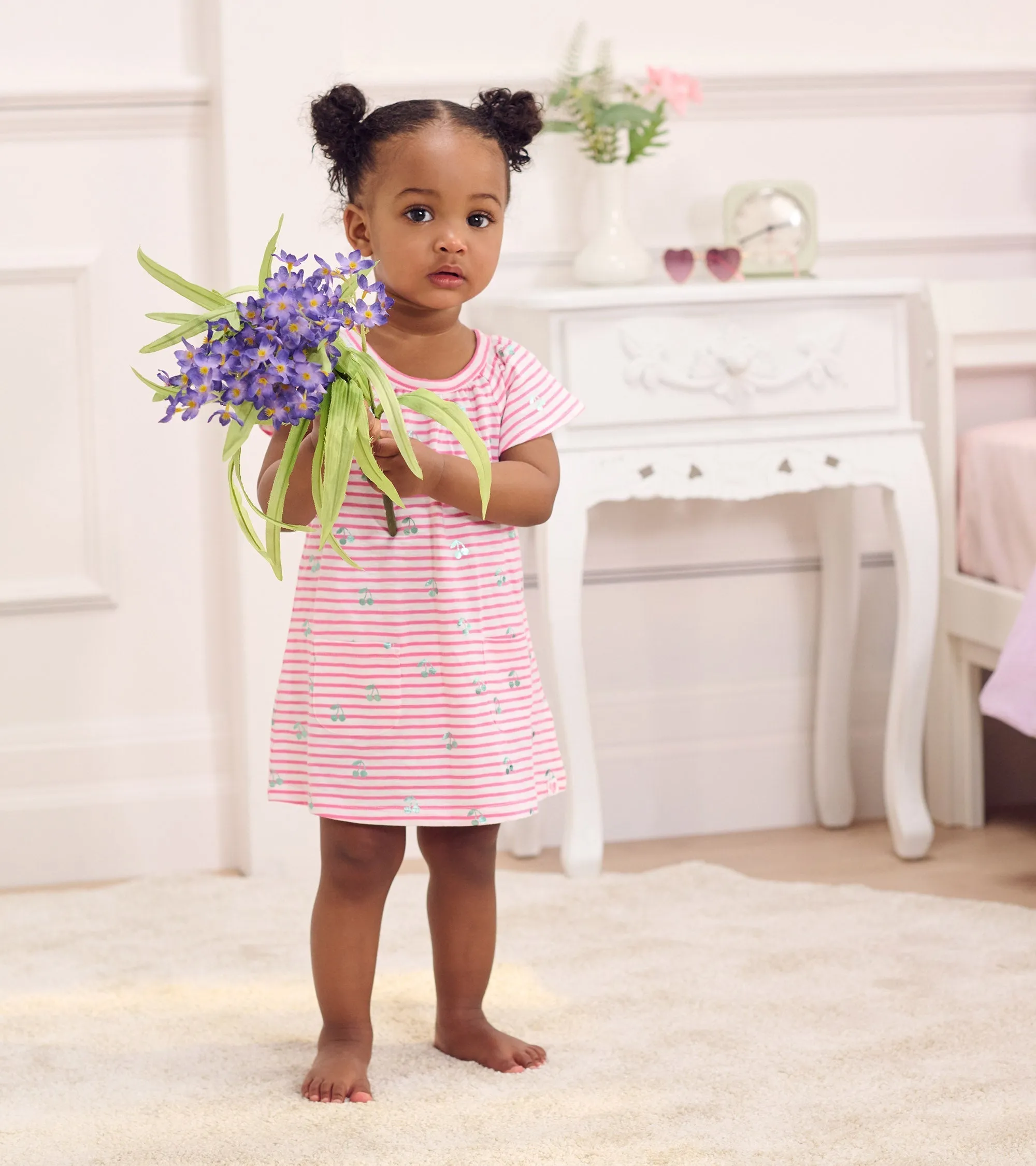 Baby & Toddler Girls Cherry Stripes Easy Raglan Dress -Hatley
