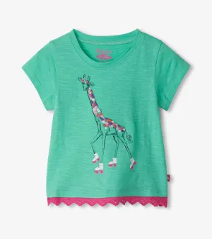 Baby & Toddler Girls Green Giraffe Eyelet Trim T-Shirt -Hatley