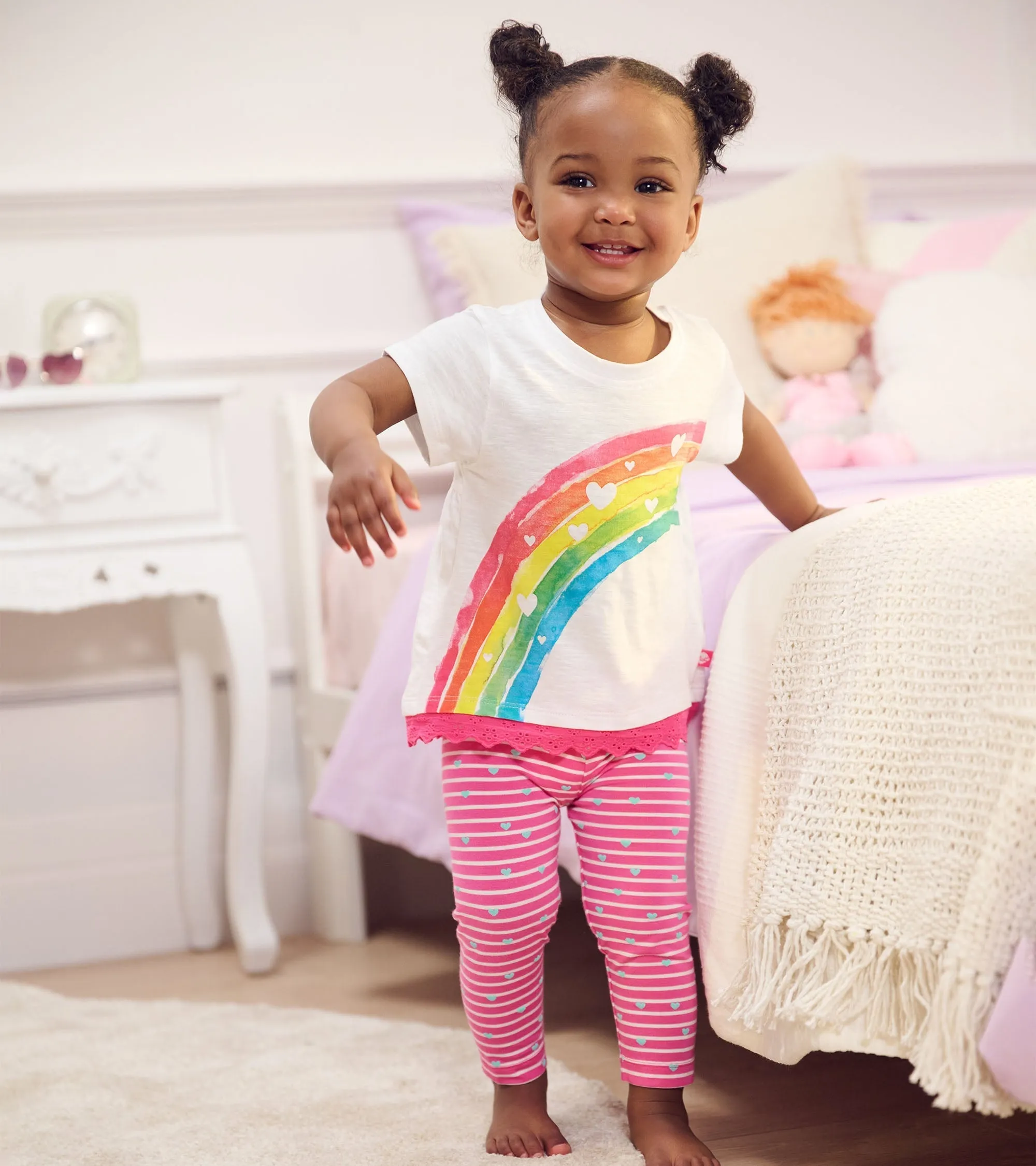 Baby & Toddler Girls Little Hearts Stretch Bamboo Leggings -Hatley