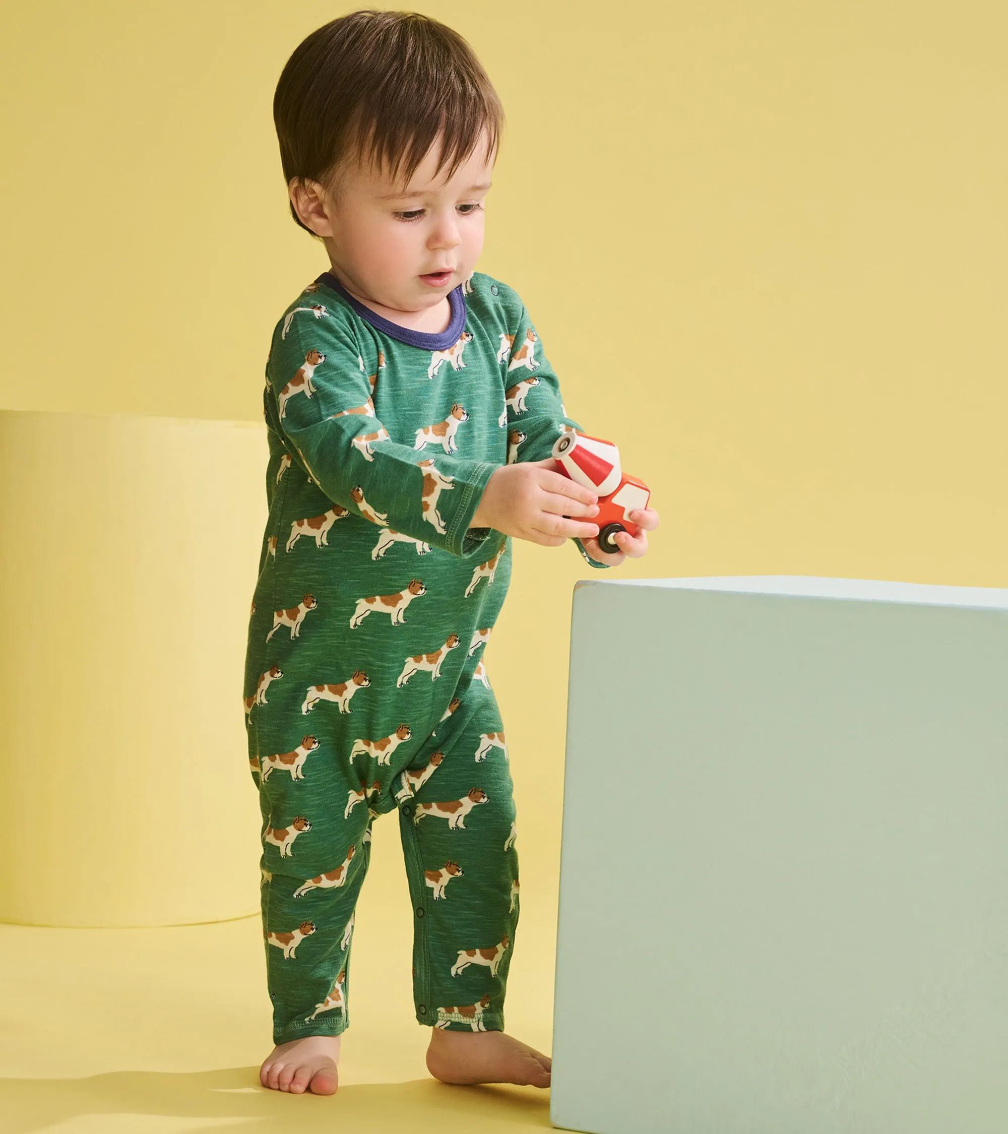 Baby Boys French Bulldogs Long Sleeve Romper -Hatley