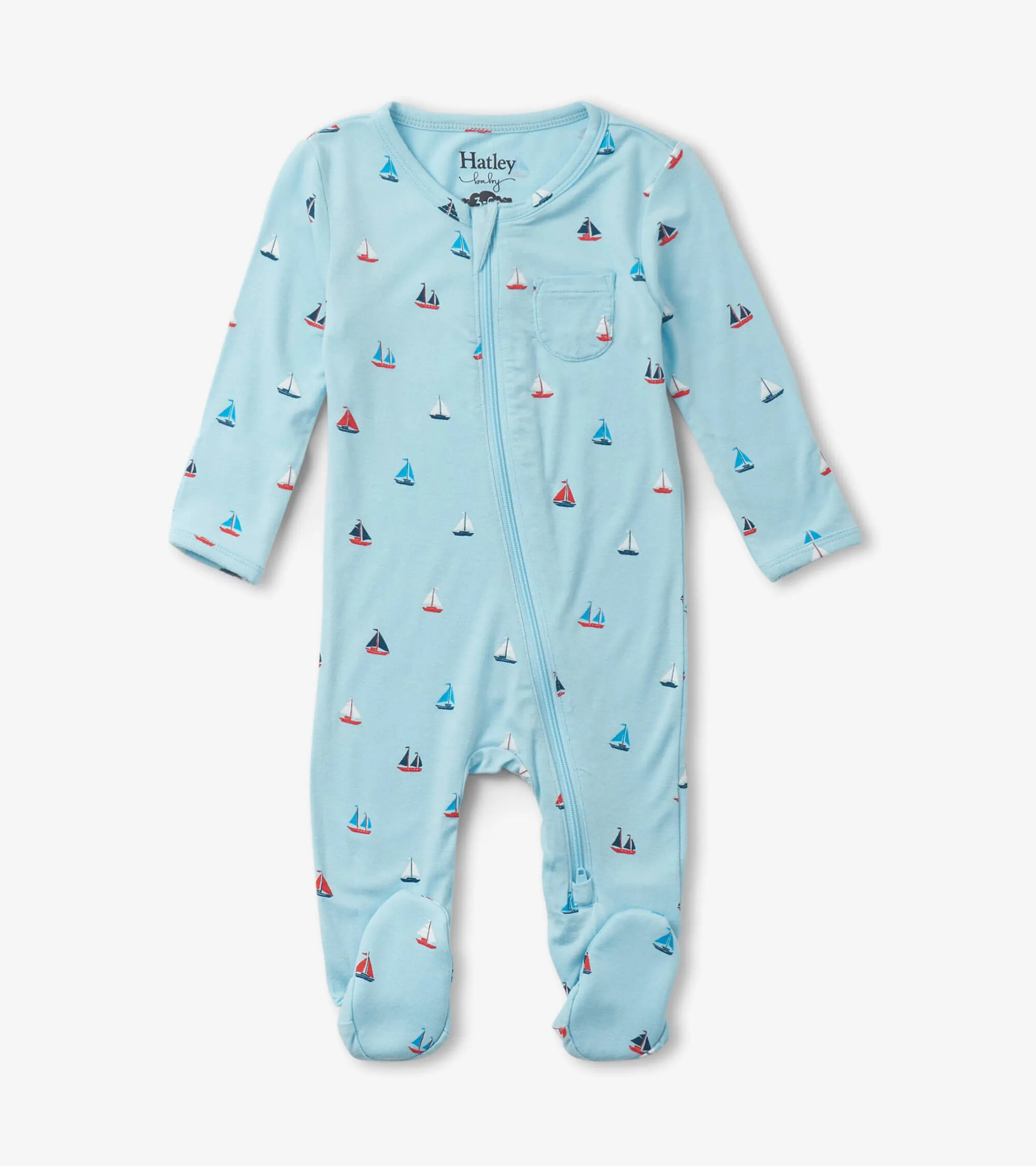 Baby Boys Tiny Sailboats Footed Sleeper -Hatley
