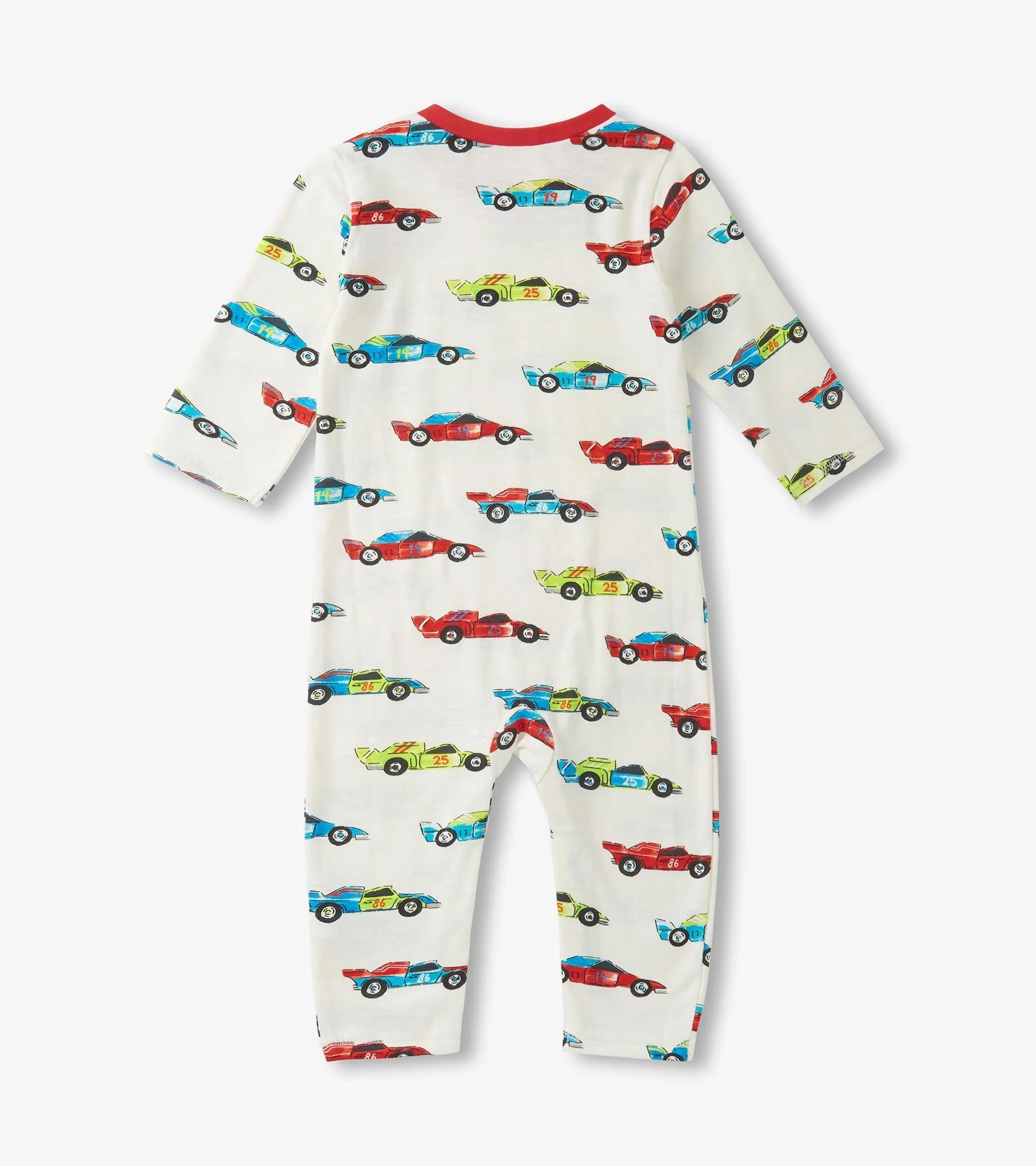 Baby Boys Water Colour Racecars Long Sleeve Romper -Hatley