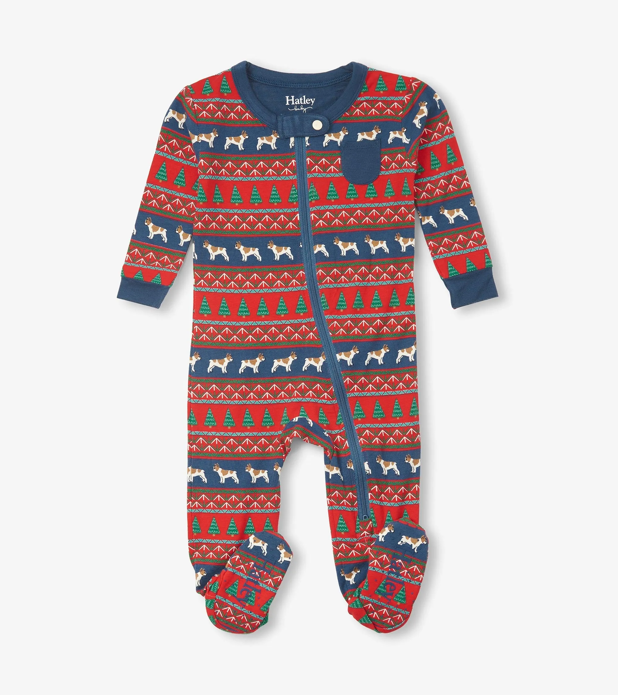 Baby Bulldog Fair Isle Bamboo Footed Sleeper -Hatley