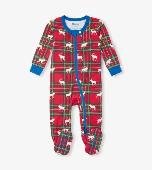 Baby Elk Plaid Cotton Footed Sleeper -Hatley