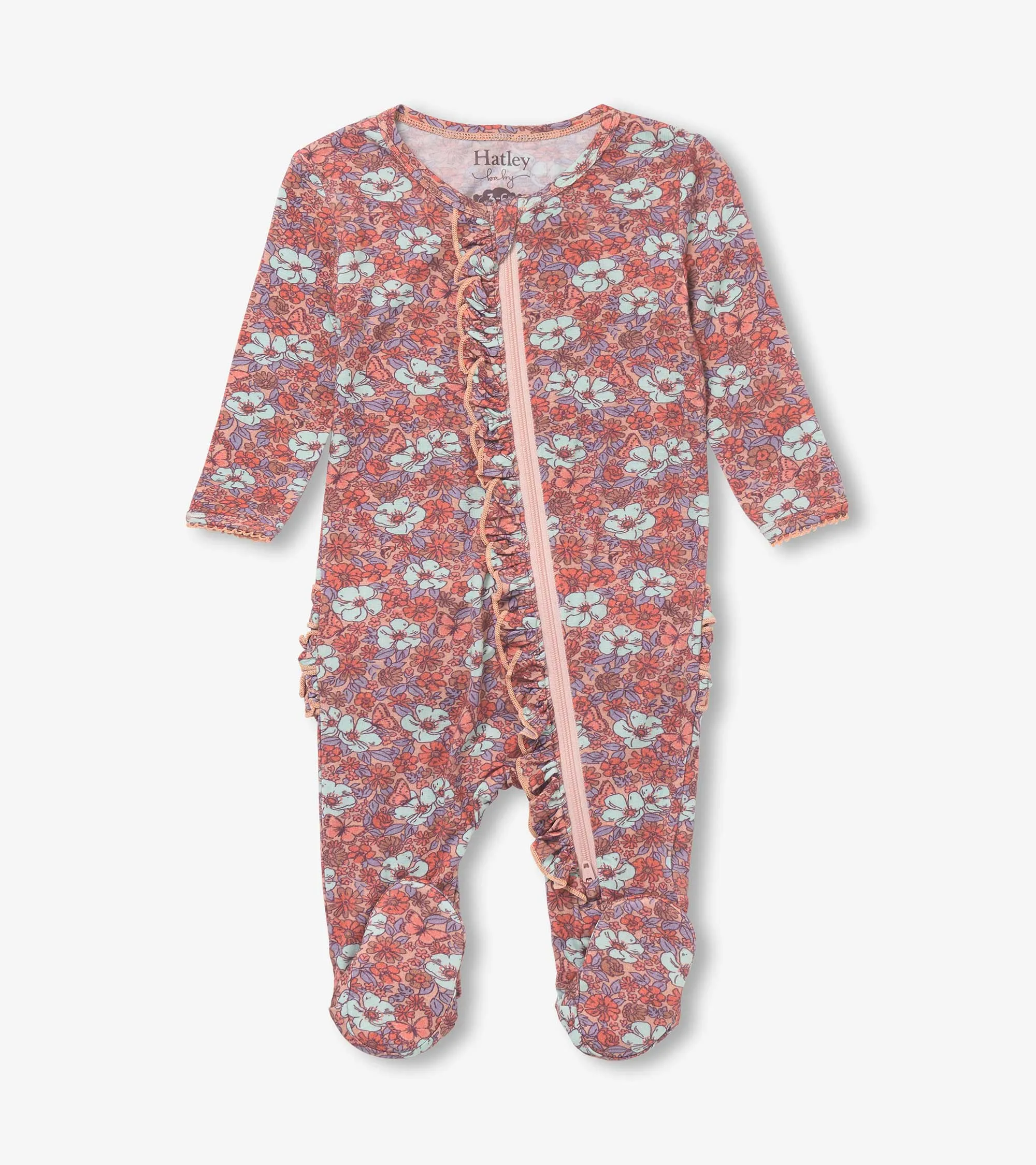 Baby Girls Groovy Flowers Footed Sleeper -Hatley