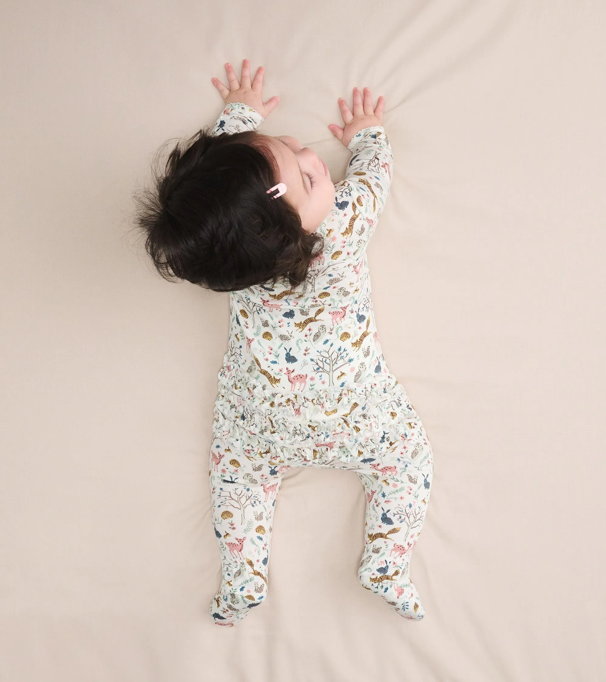 Baby Girls Happy Forest Ruffle Bum Bamboo Sleeper -Hatley