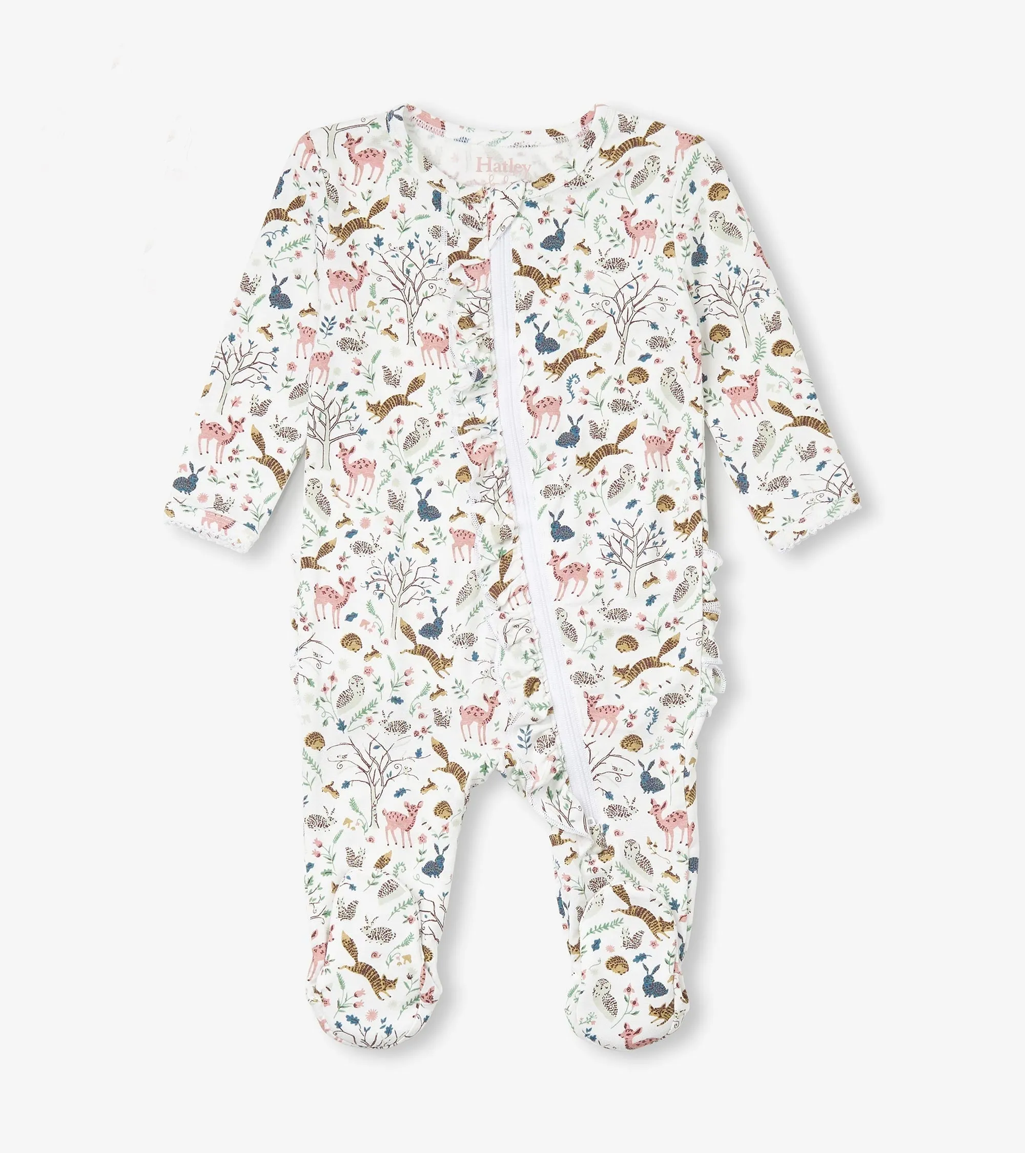 Baby Girls Happy Forest Ruffle Bum Bamboo Sleeper -Hatley