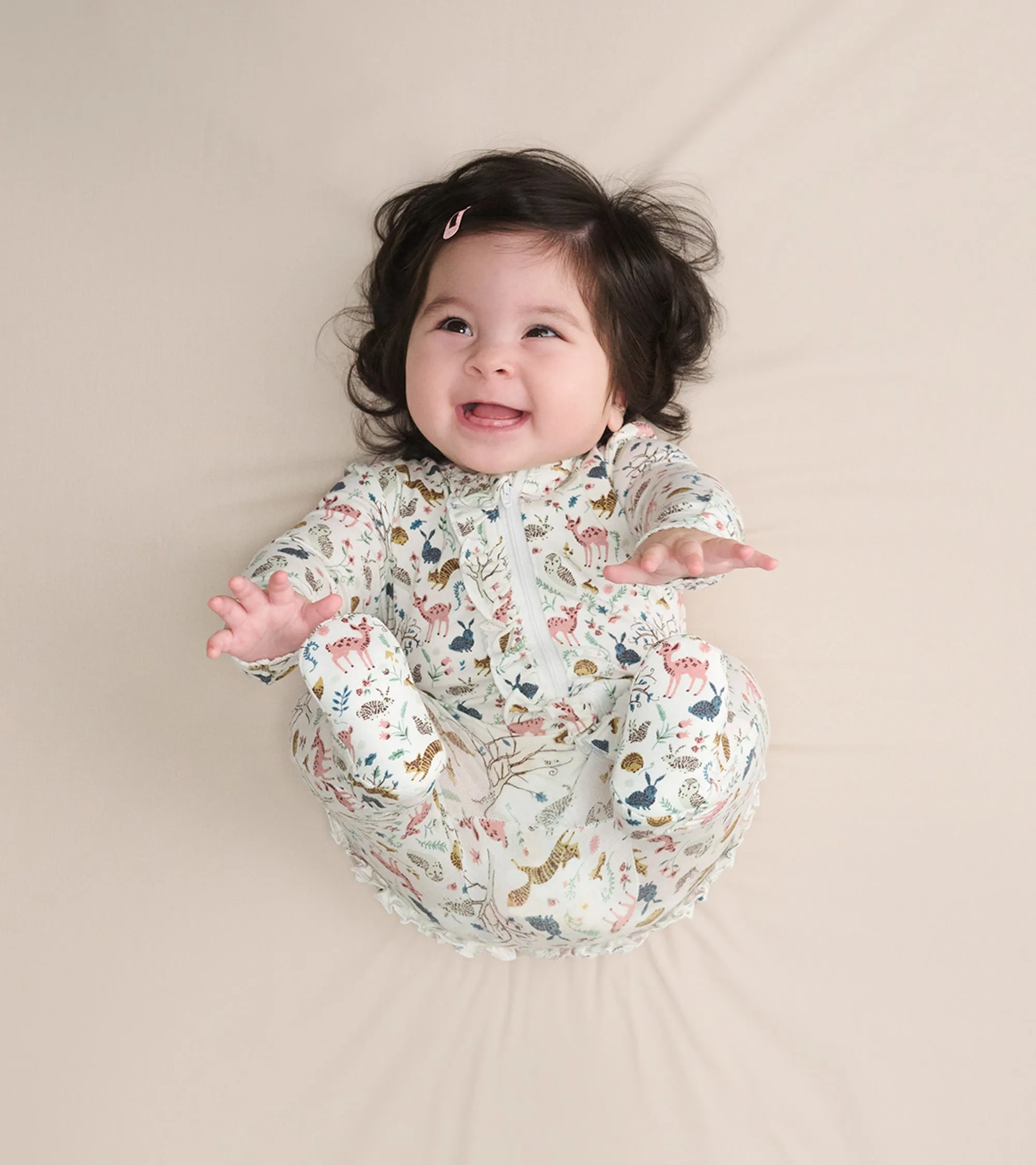 Baby Girls Happy Forest Ruffle Bum Bamboo Sleeper -Hatley