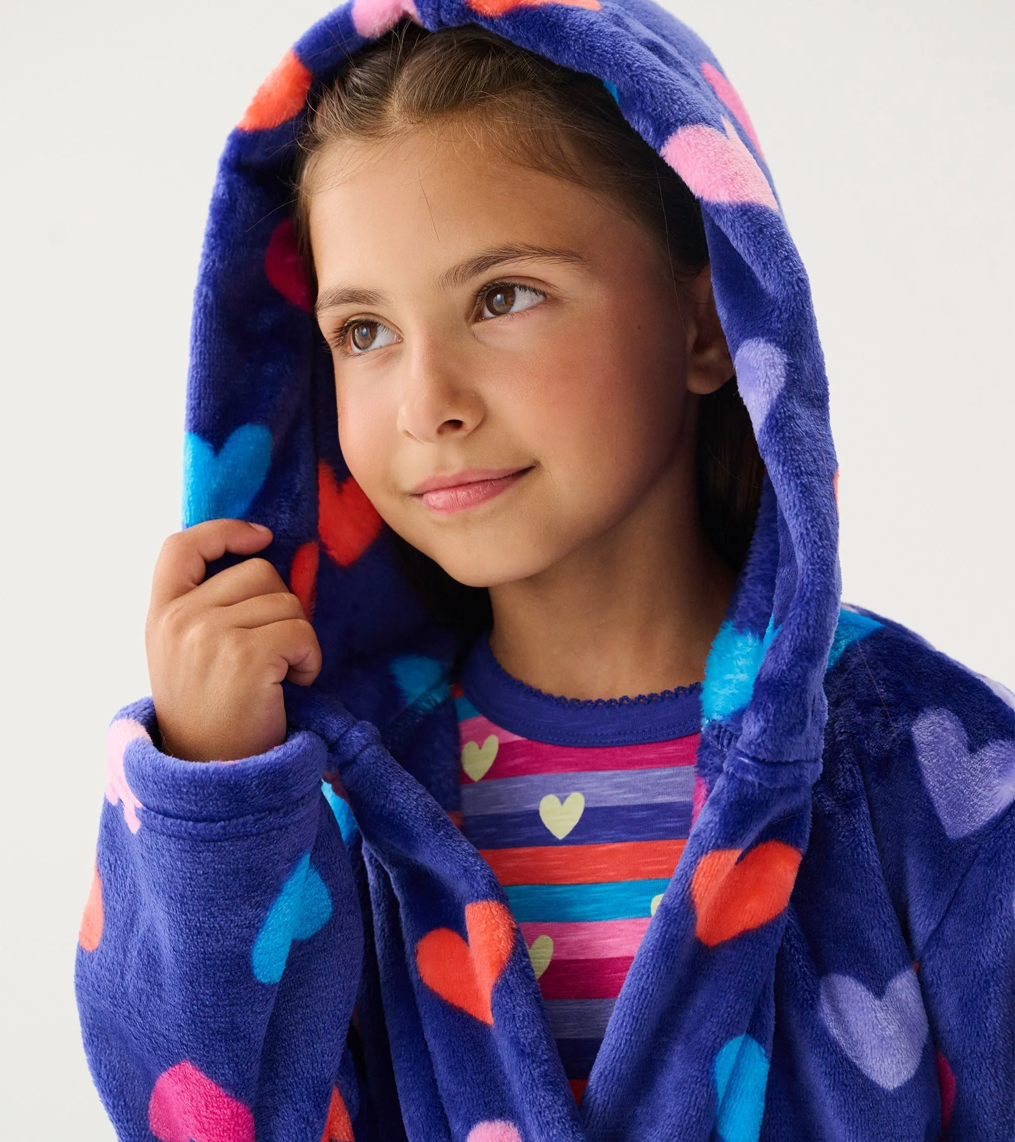 Baby Girls Hearts Fleece Robe -Hatley