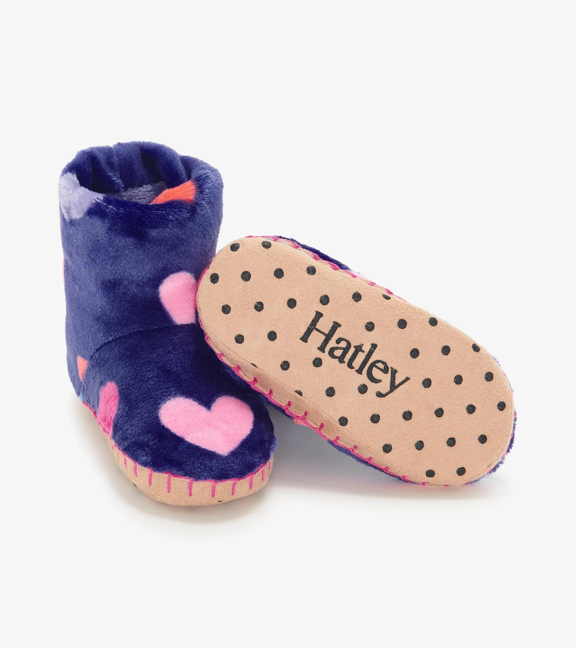 Baby Girls Hearts Fleece Slippers -Hatley