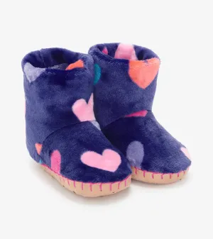 Baby Girls Hearts Fleece Slippers -Hatley