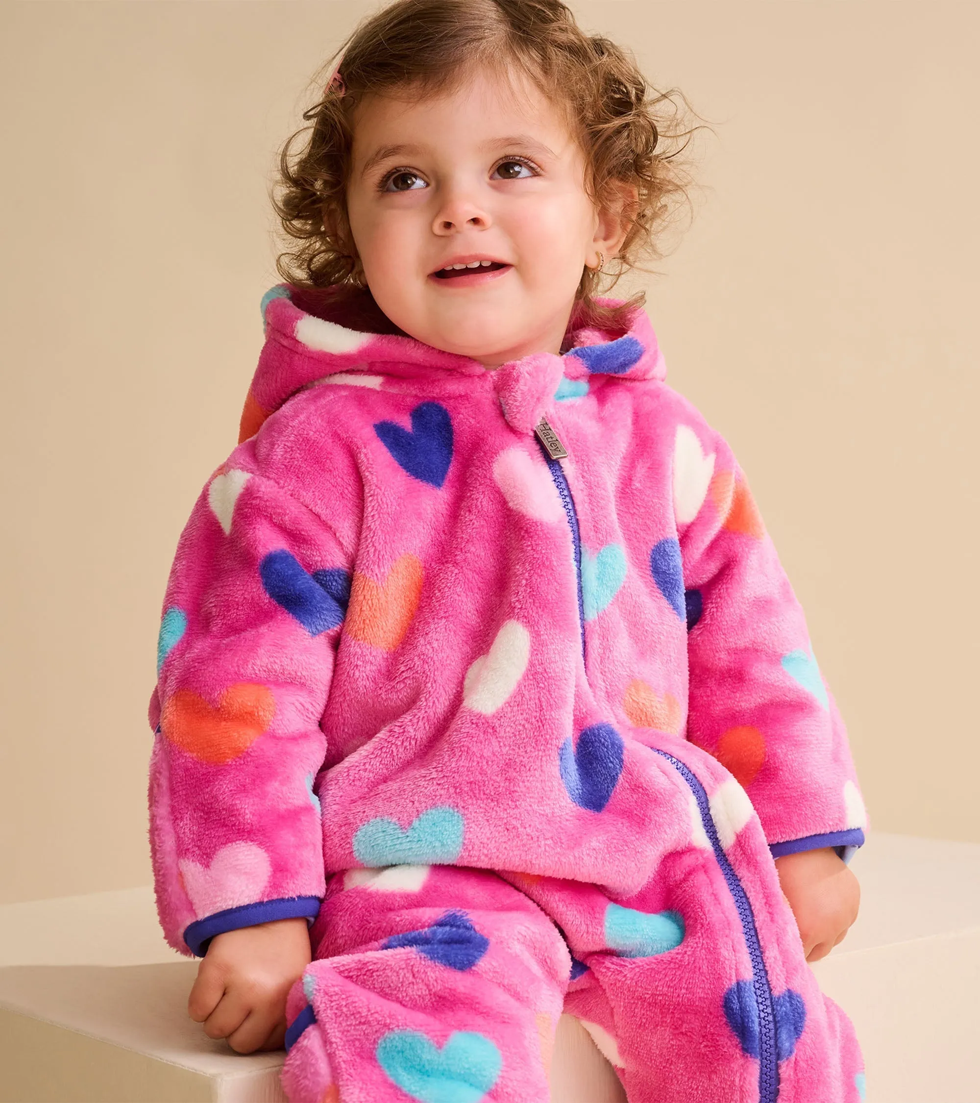 Baby Girls Hearts Fleece Suit -Hatley