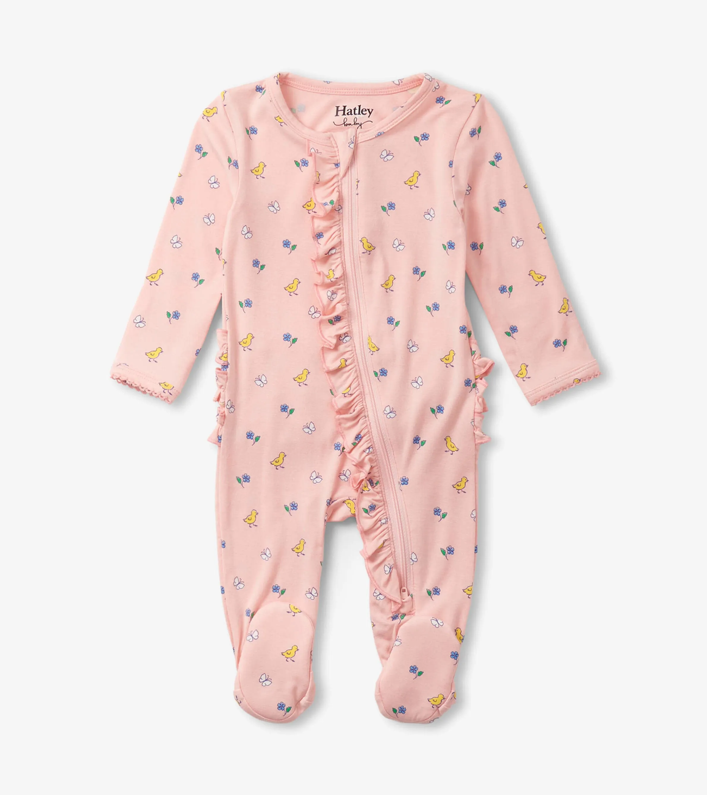 Baby Girls Springtime Ruffle Footed Sleeper -Hatley