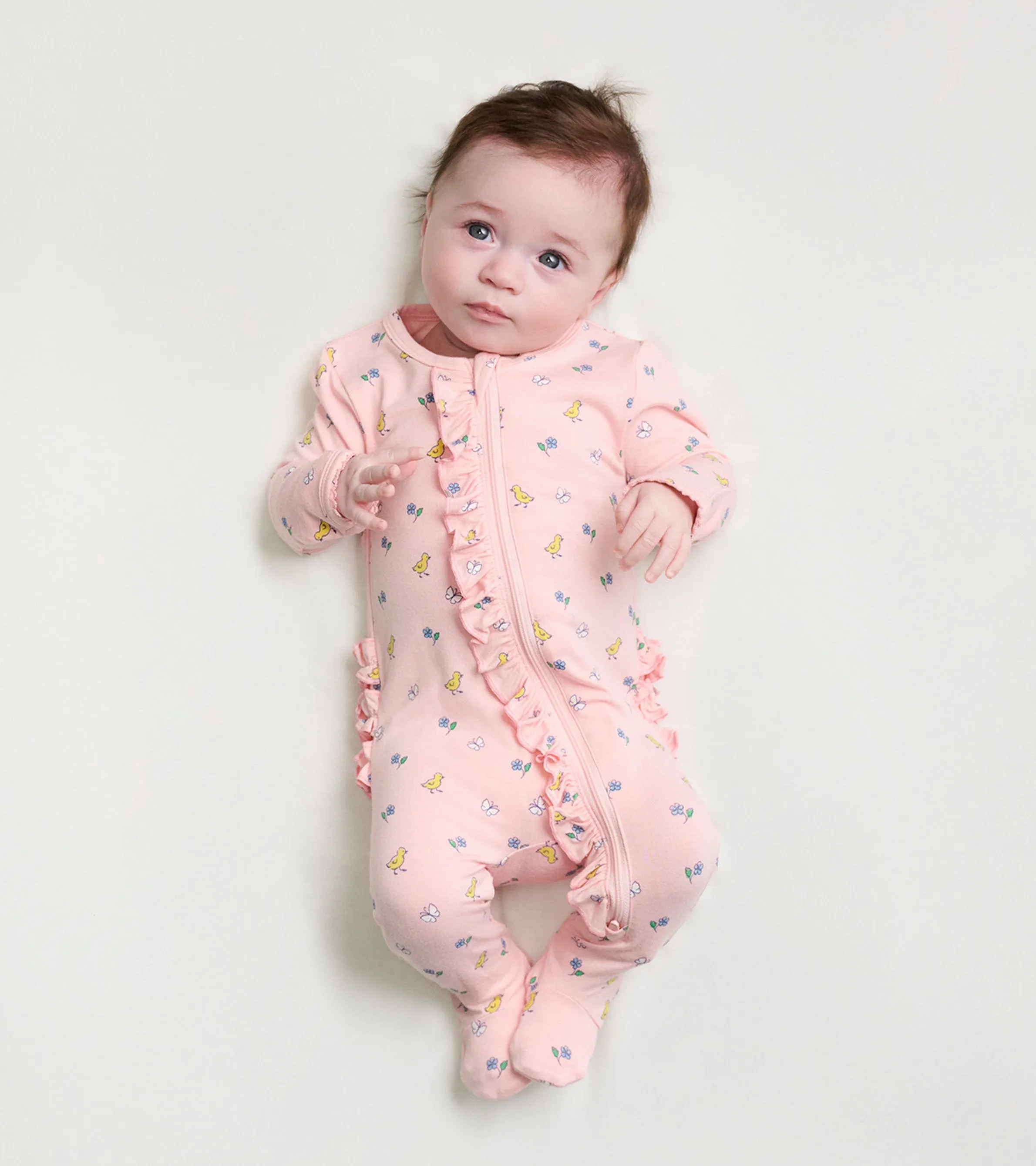 Baby Girls Springtime Ruffle Footed Sleeper -Hatley