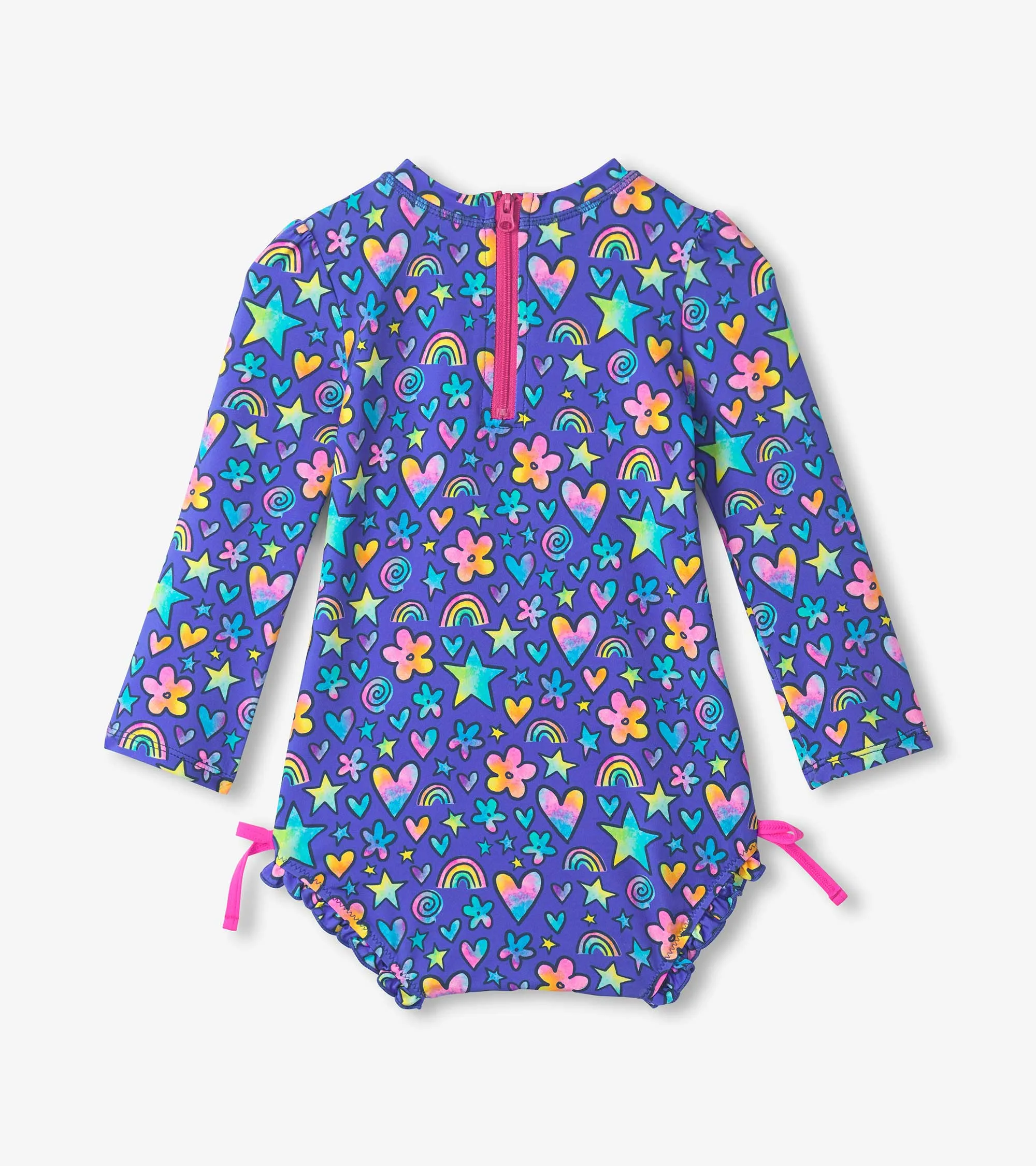 Baby Girls Watercolour Doodles Rashguard Swimsuit -Hatley