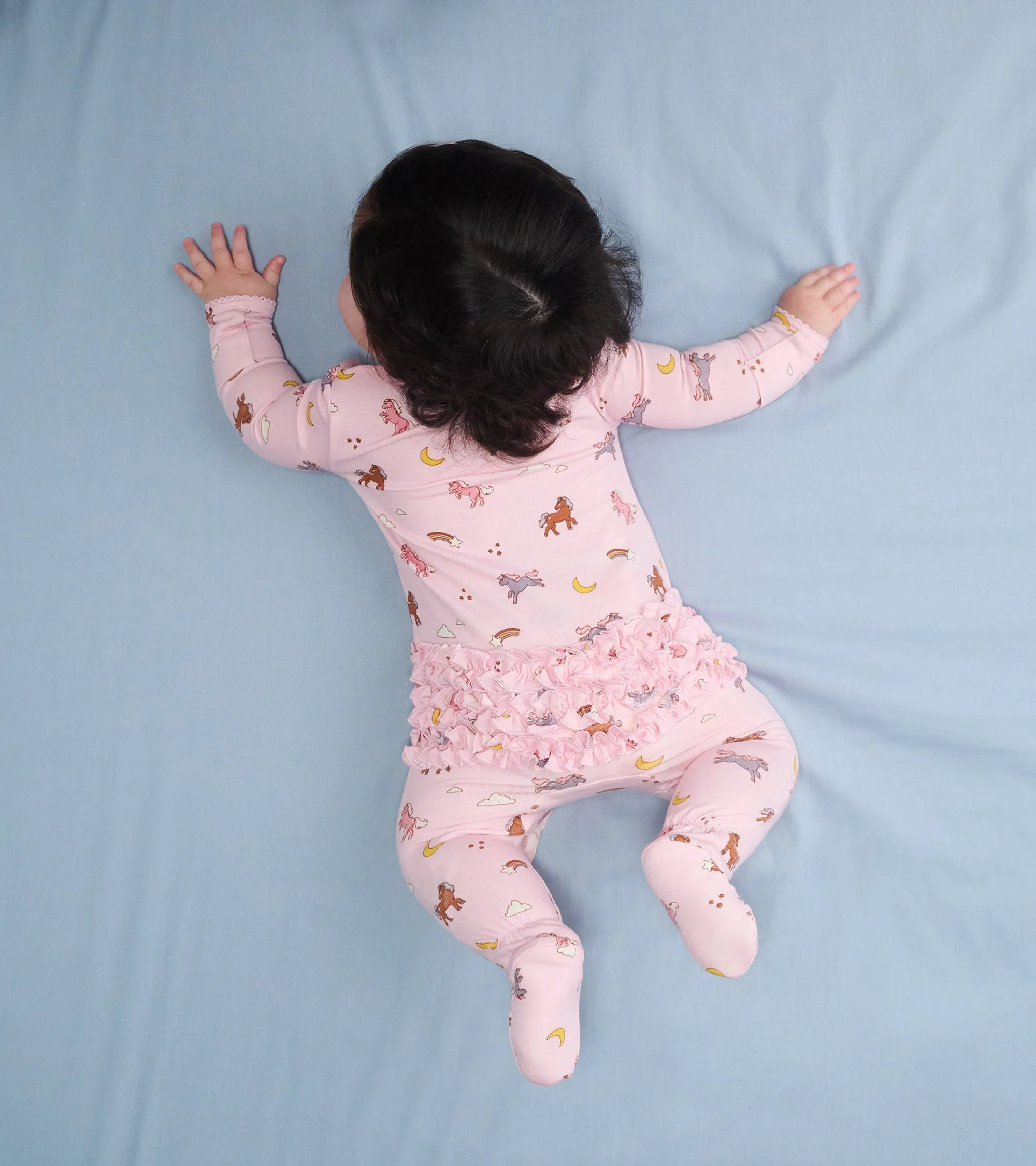 Baby Girls Whimsical Ponies Ruffle Bum Bamboo Sleeper -Hatley