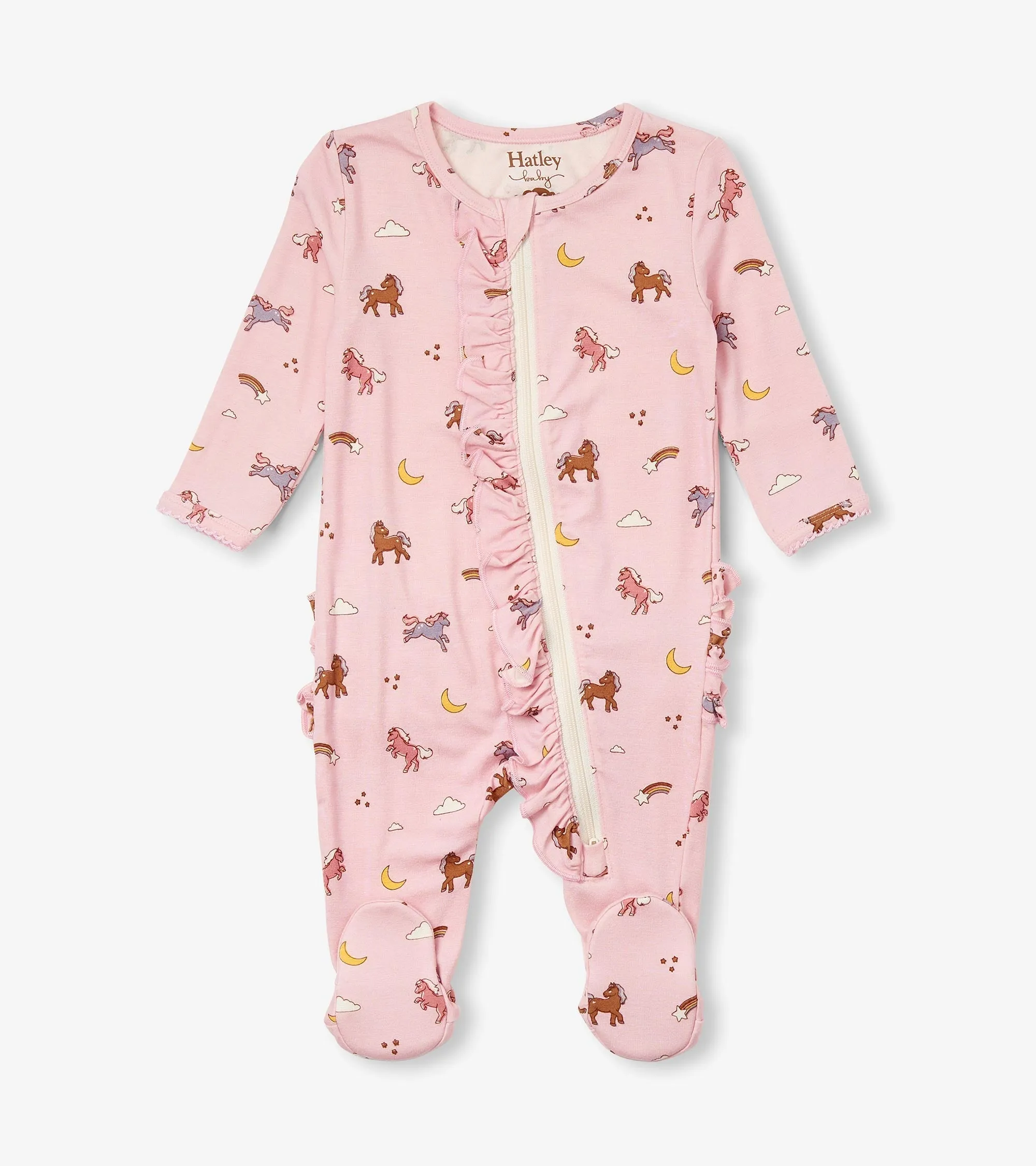 Baby Girls Whimsical Ponies Ruffle Bum Bamboo Sleeper -Hatley