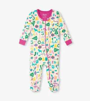 Baby Pink Falala Cotton Footed Sleeper -Hatley