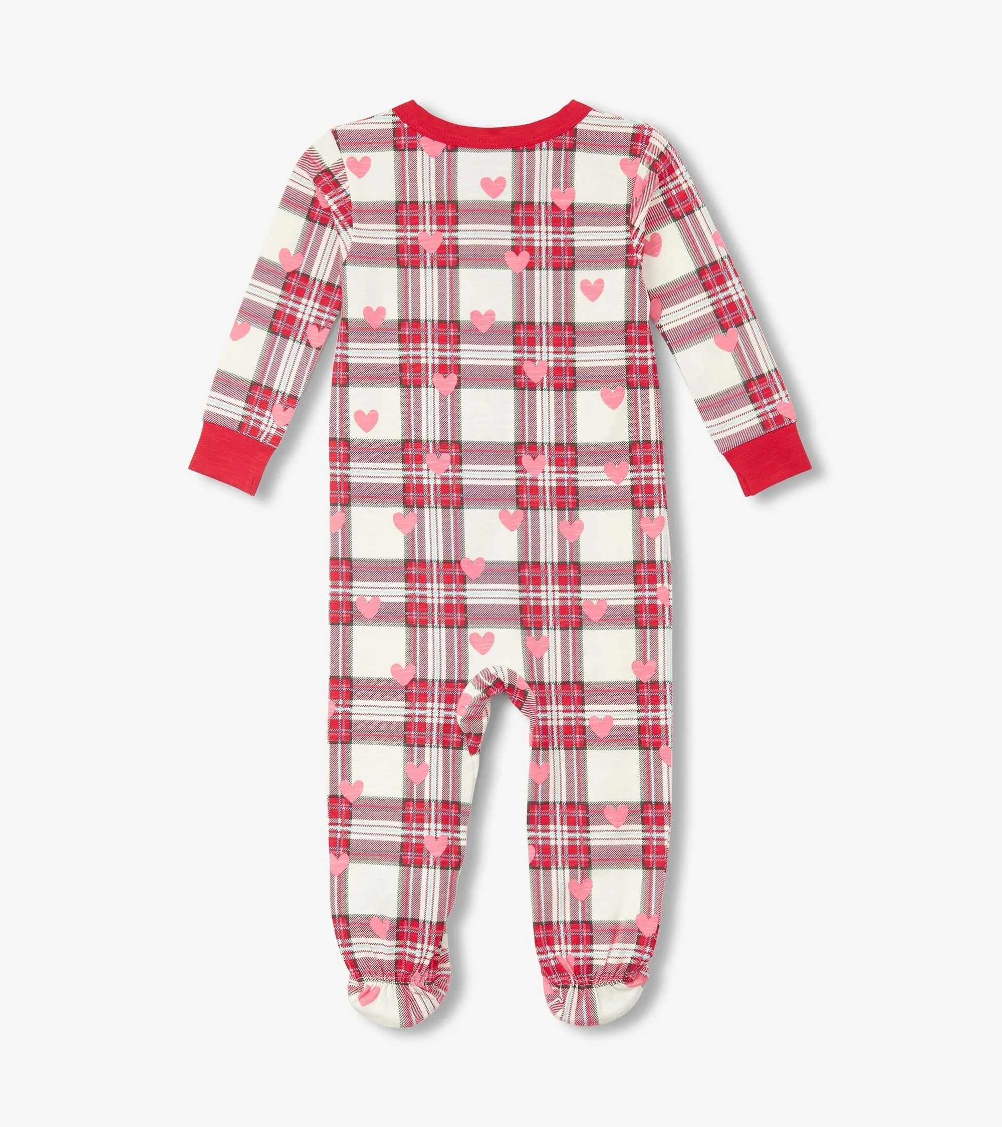 Baby Plaid Hearts Cotton Footed Sleeper -Hatley