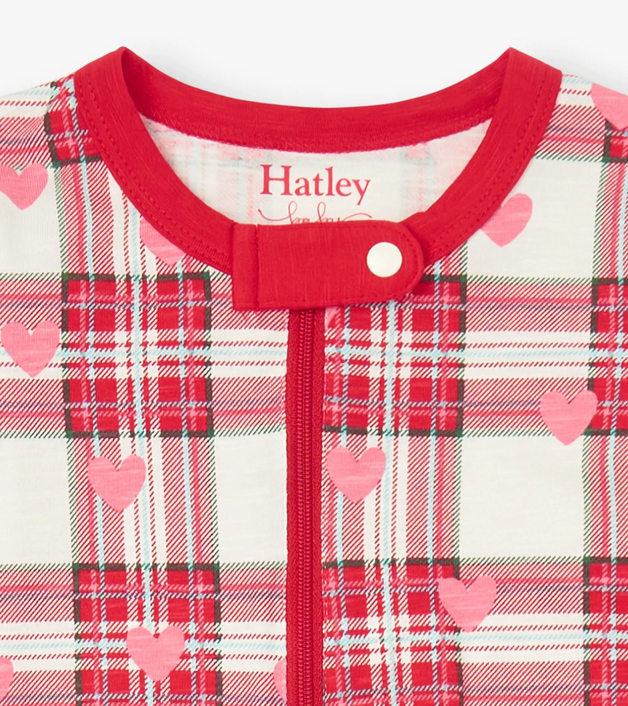 Baby Plaid Hearts Cotton Footed Sleeper -Hatley