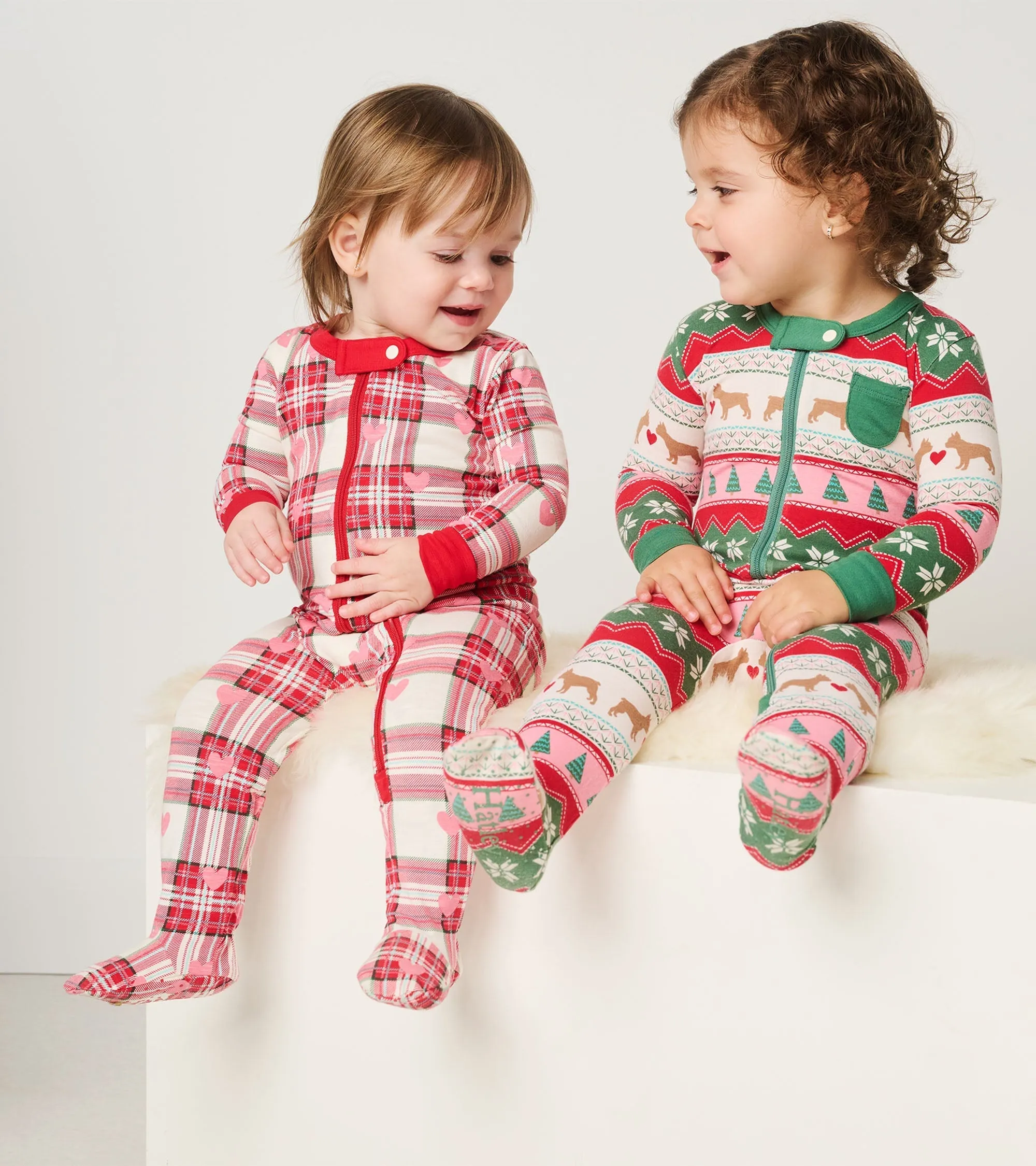 Baby Plaid Hearts Cotton Footed Sleeper -Hatley