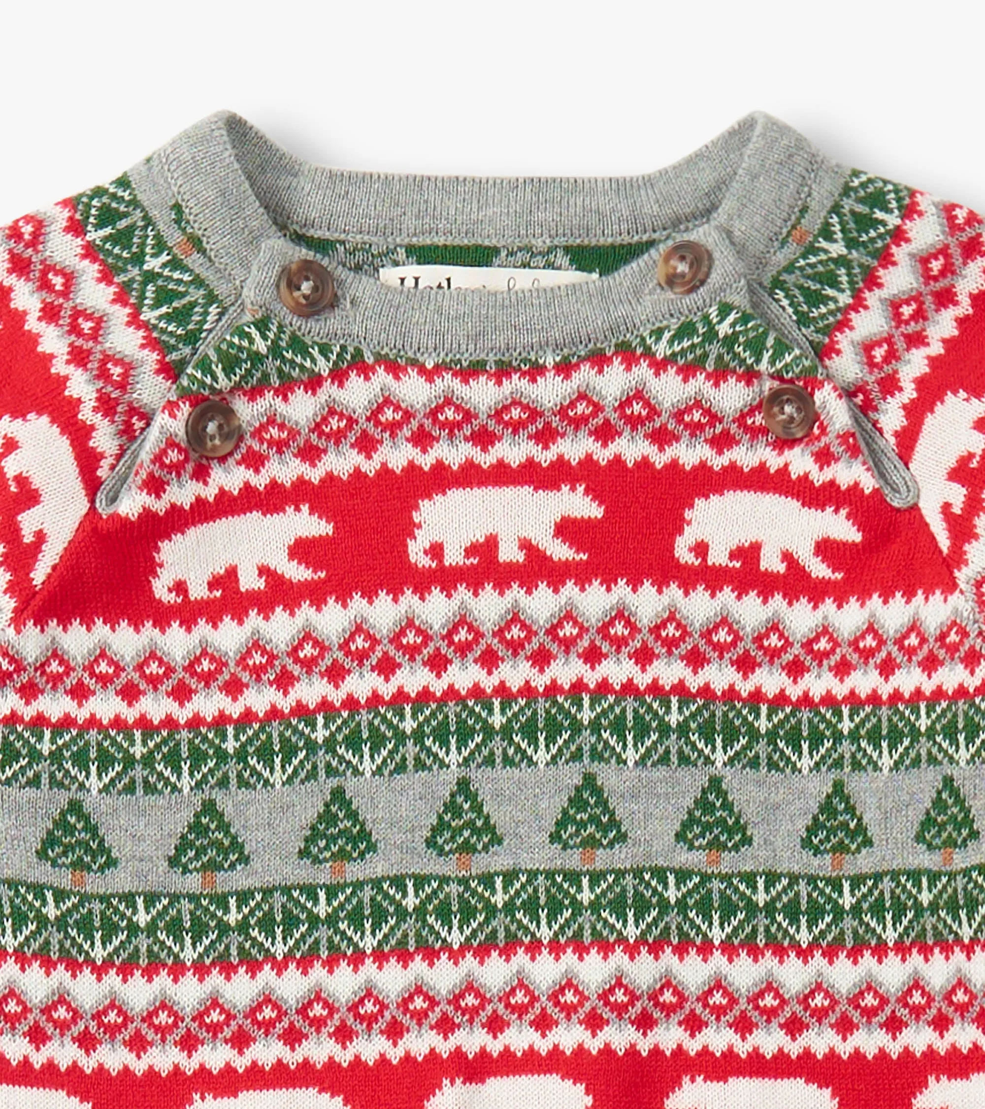 Baby Polar Bear Fair Isle Sweater Romper -Hatley