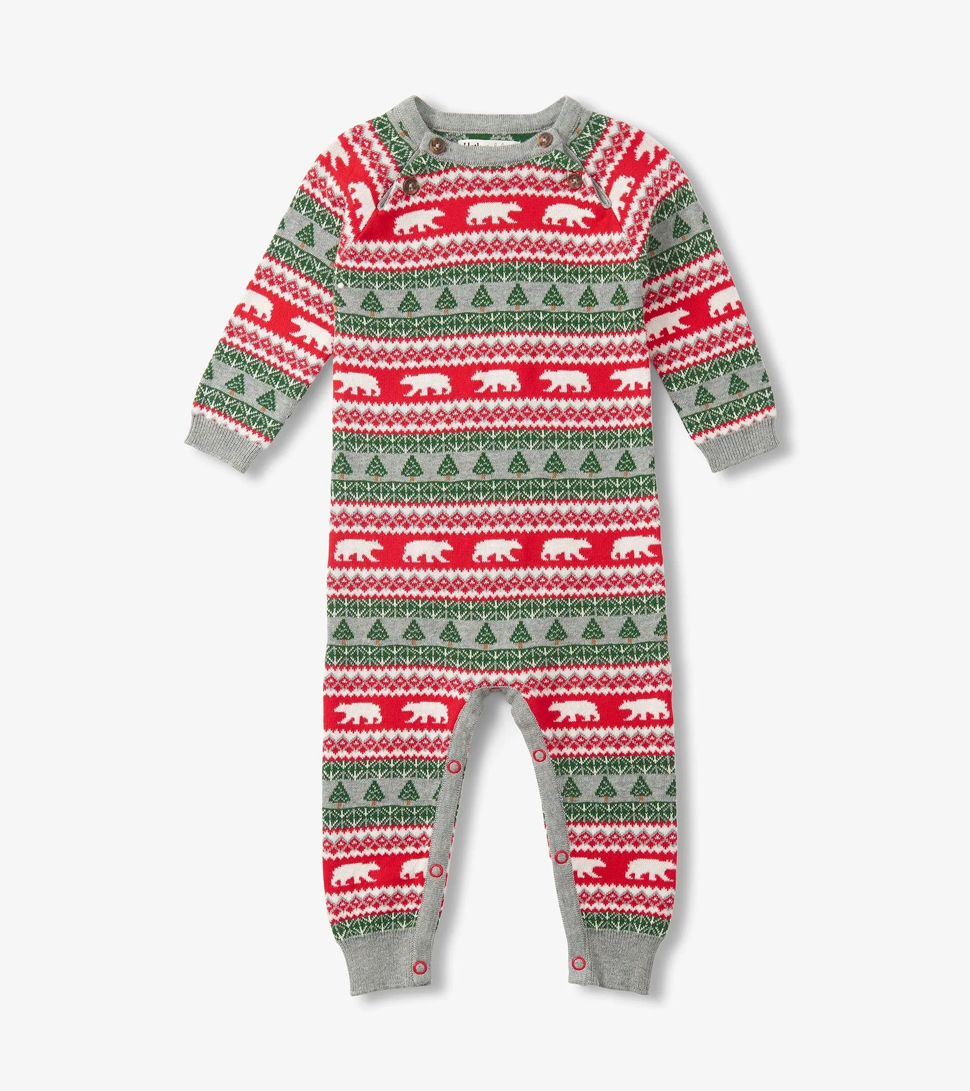 Baby Polar Bear Fair Isle Sweater Romper -Hatley