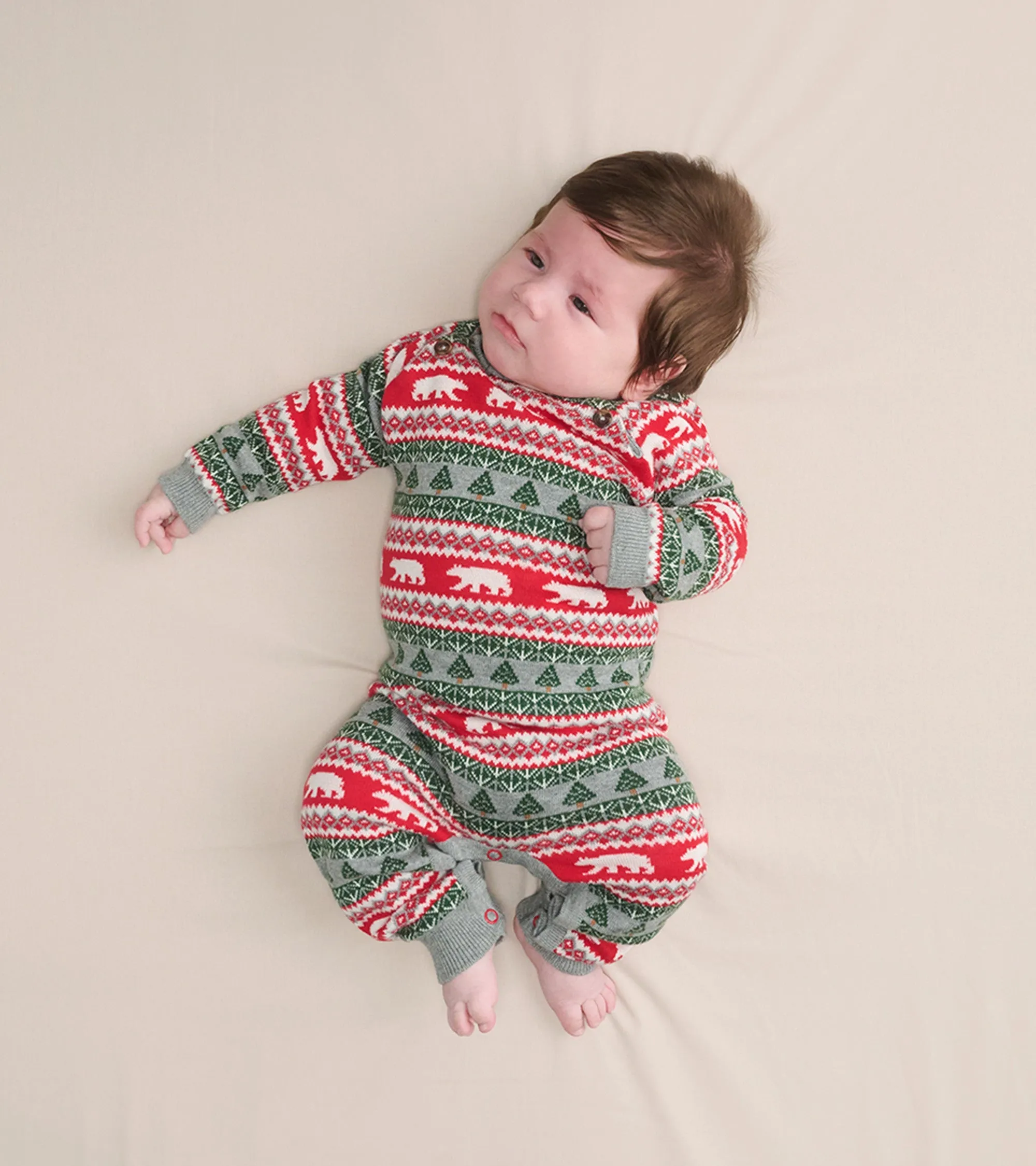 Baby Polar Bear Fair Isle Sweater Romper -Hatley